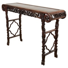 Chinese Export Rosewood Carved Altar Console Table