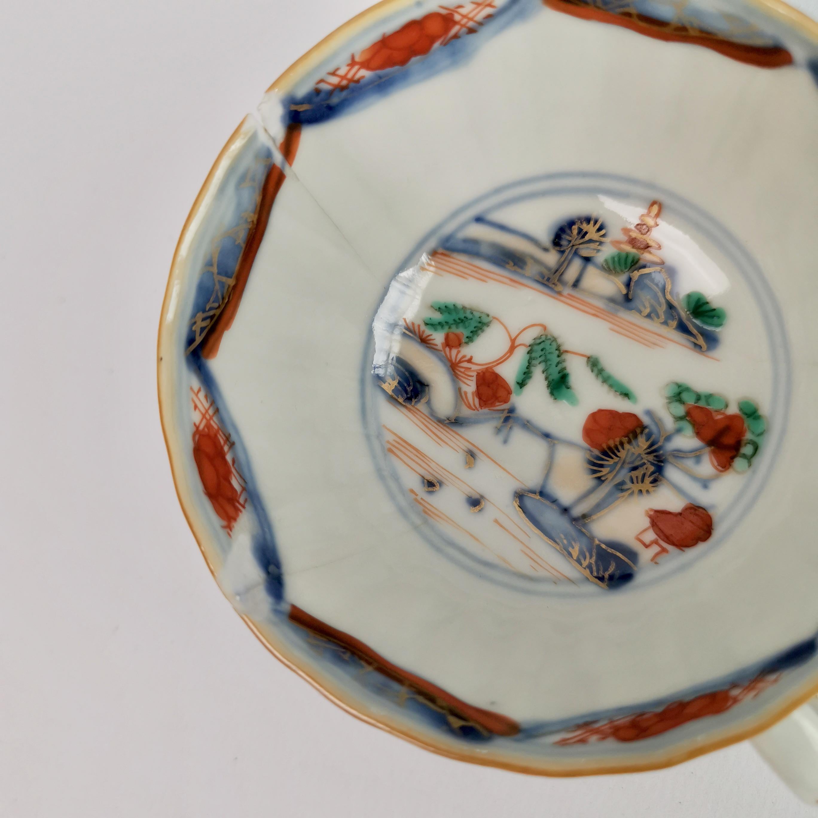 Chinese Export Set of 6 Tea Bowls, Imari Lake Landscape, Qianlong 18th C 10