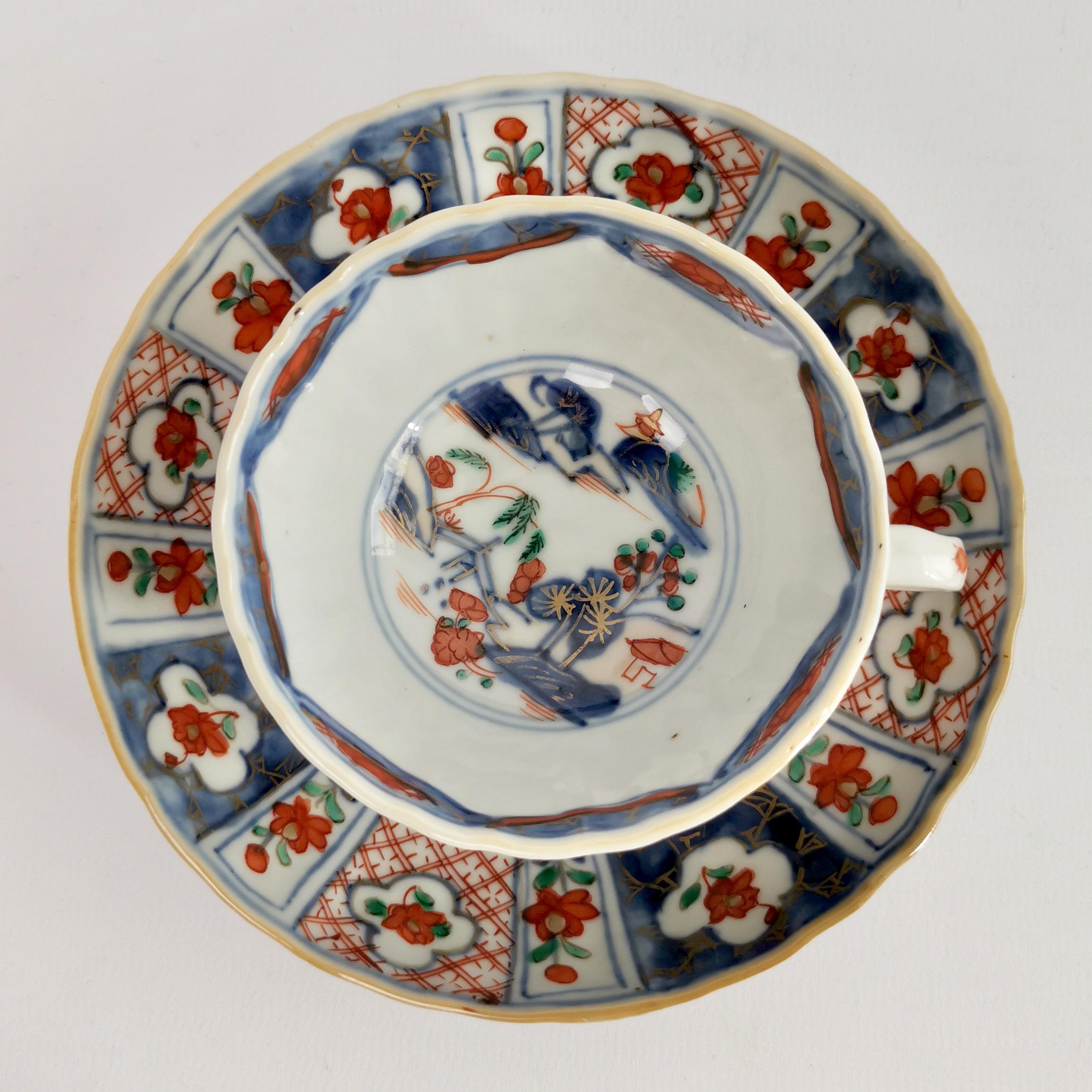 18th Century and Earlier Chinese Export Set of 6 Tea Bowls, Imari Lake Landscape, Qianlong 18th C