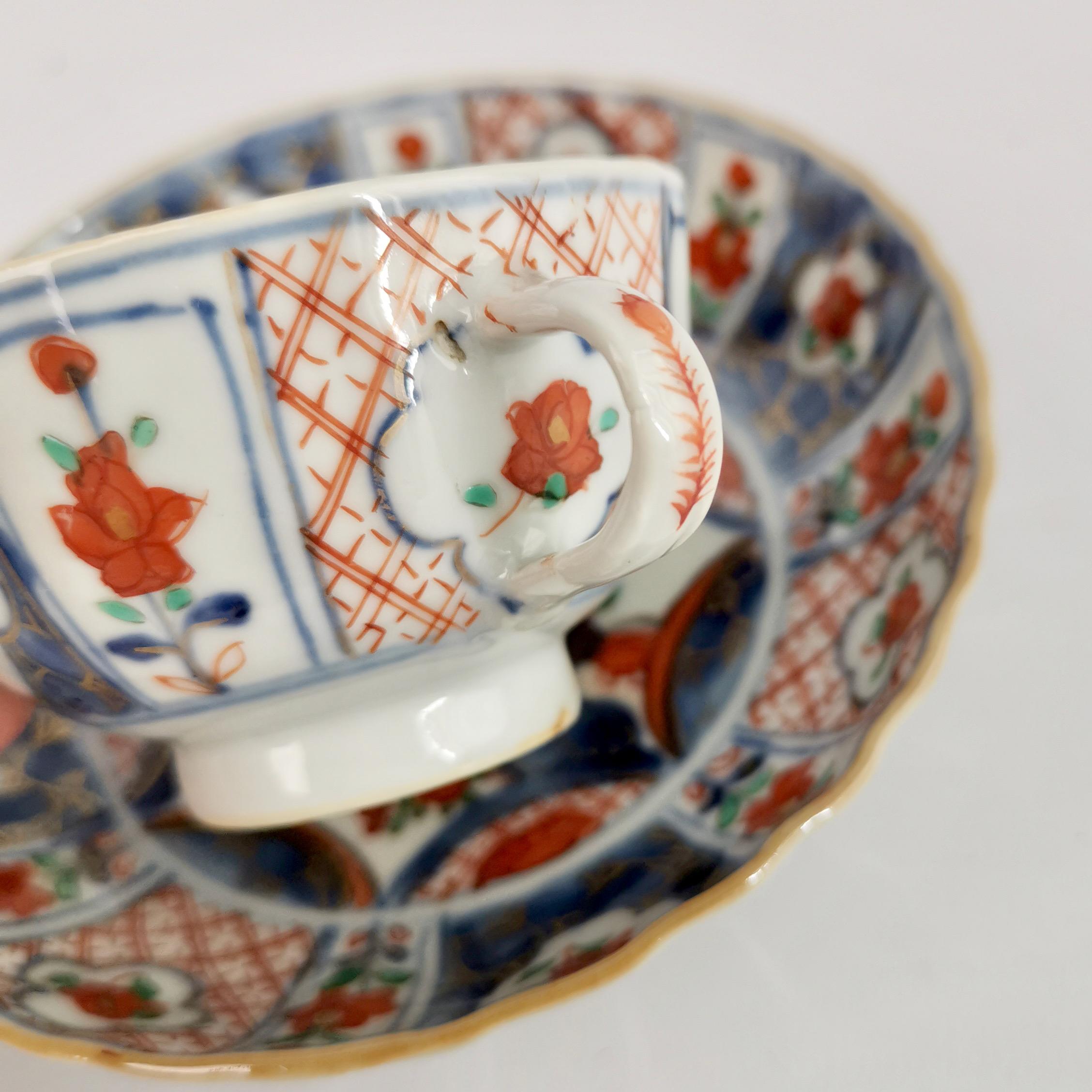 Chinese Export Set of 6 Tea Bowls, Imari Lake Landscape, Qianlong 18th C 1
