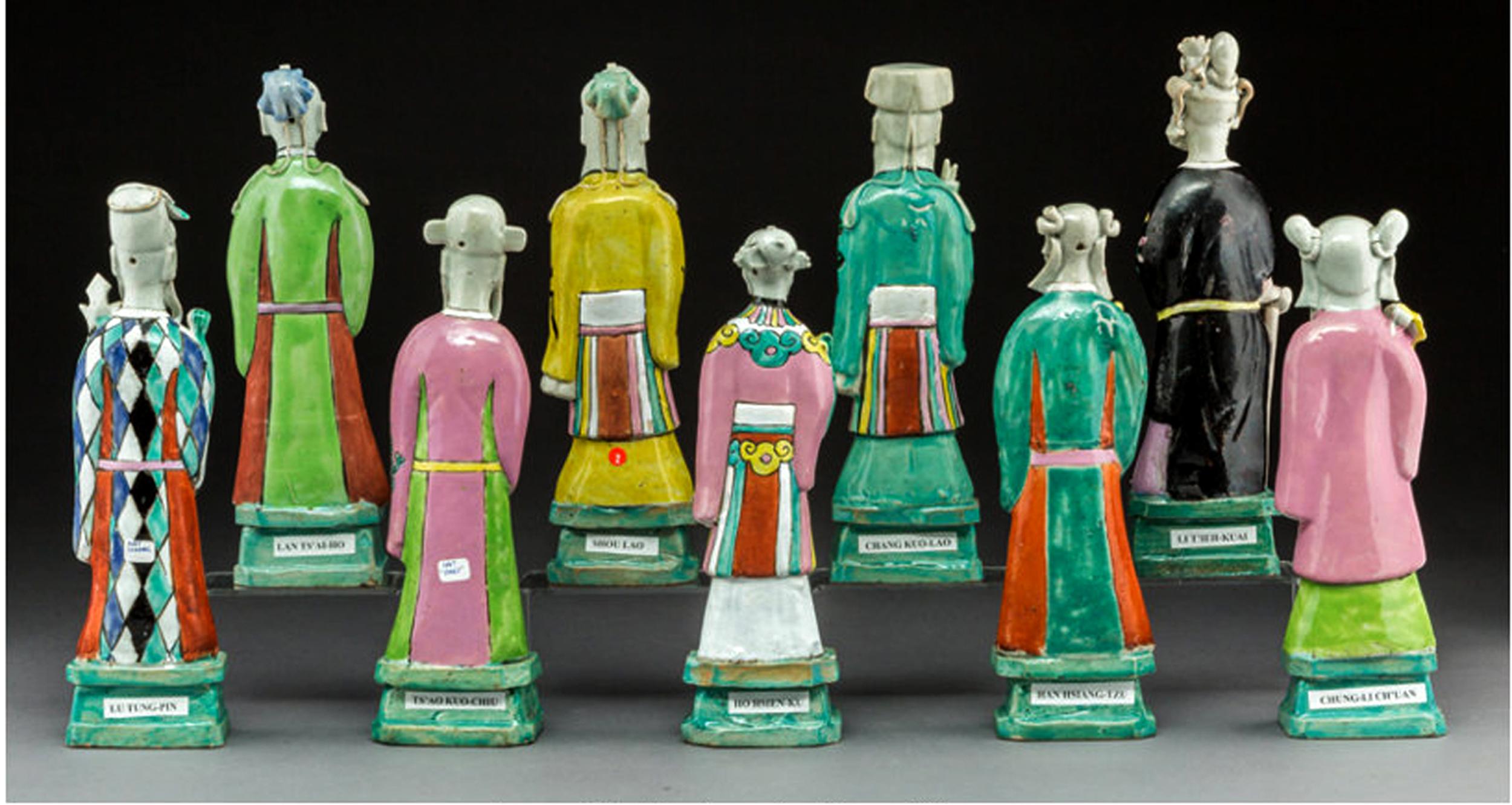 Chinese Export Set of Nine Porcelain Figures, Eight Immortals and Shou Lao 4