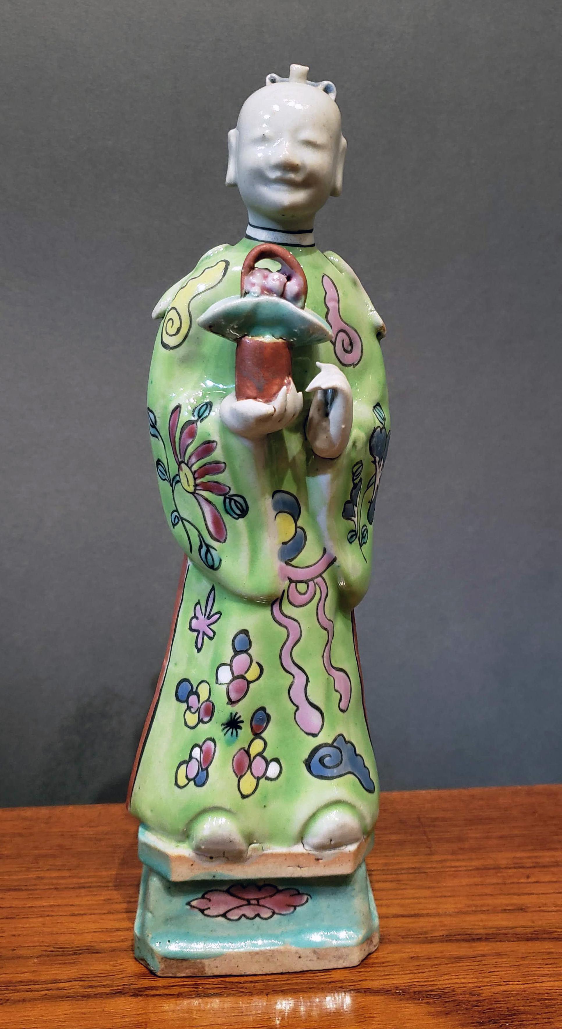 Chinese Export Set of Nine Porcelain Figures, Eight Immortals and Shou Lao In Good Condition In Downingtown, PA