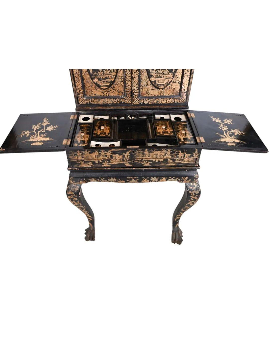 Wood Chinese Export Sewing Bonheur-Du-Jour Cabinet For Sale