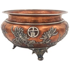 Antique Chinese Export Silver and Copper Bowl