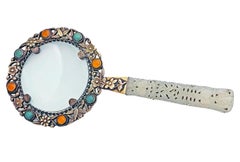 Chinese Export Silver and Jade Magnifying Glass, C.1890