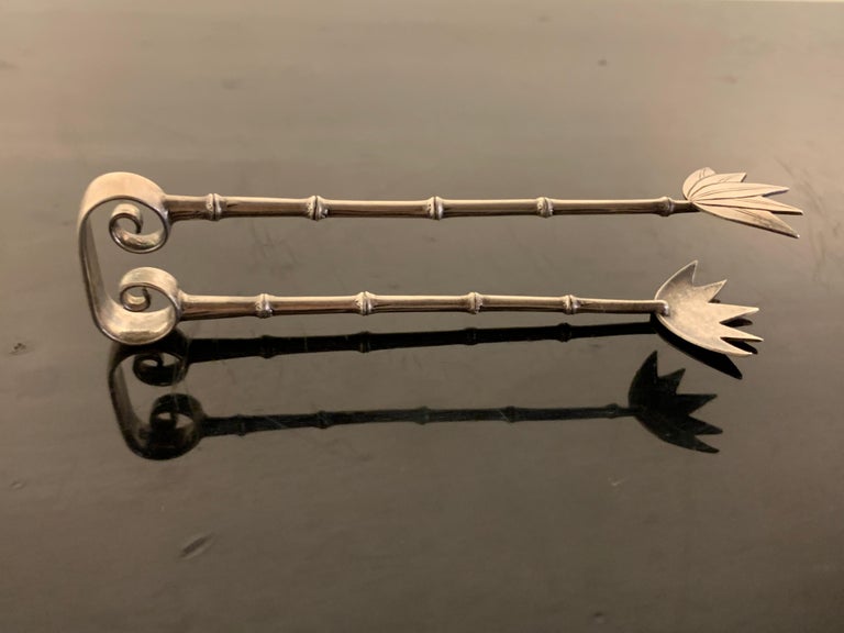 Chinese Export Silver Bamboo Motif Sugar Tongs, Early 20th Century