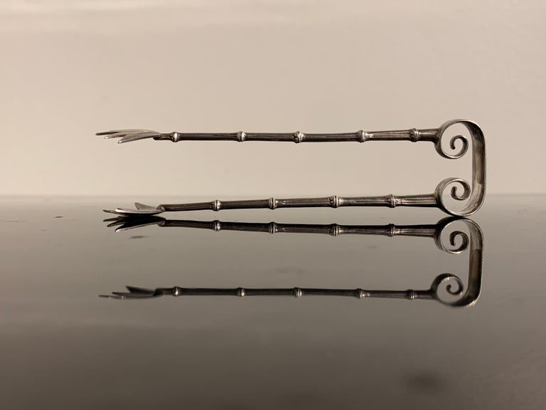 Chinese Export Silver Bamboo Motif Sugar Tongs, Early 20th Century