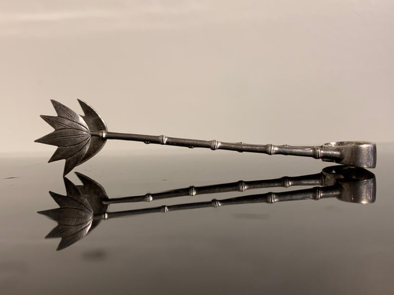 Chinese Export Silver Bamboo Motif Sugar Tongs, Early 20th Century