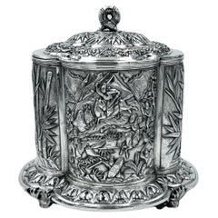 Chinese Export Silver Biscuit Box