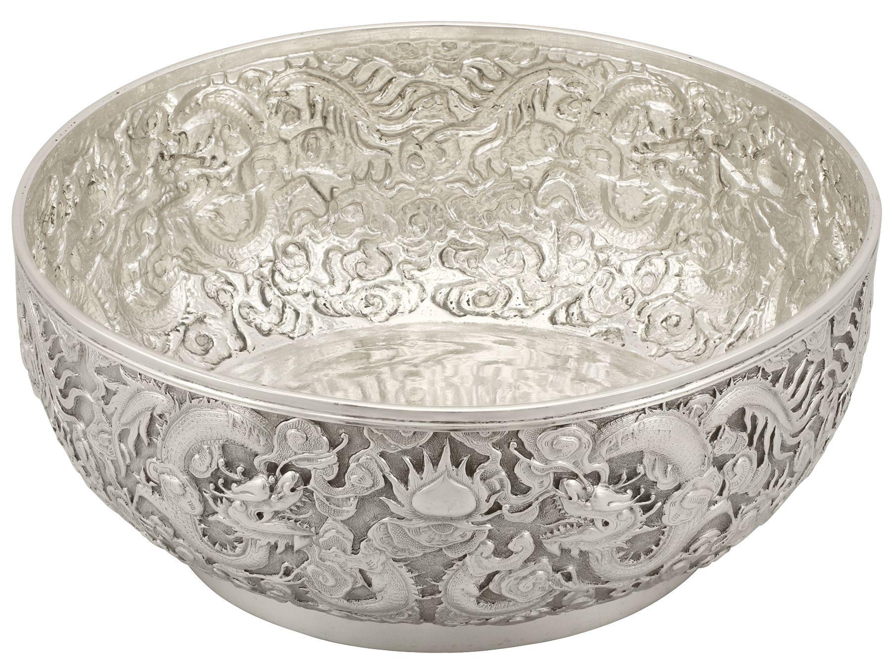 20th Century Chinese Export Silver Bowl Antique Circa 1900 In Excellent Condition In Jesmond, Newcastle Upon Tyne