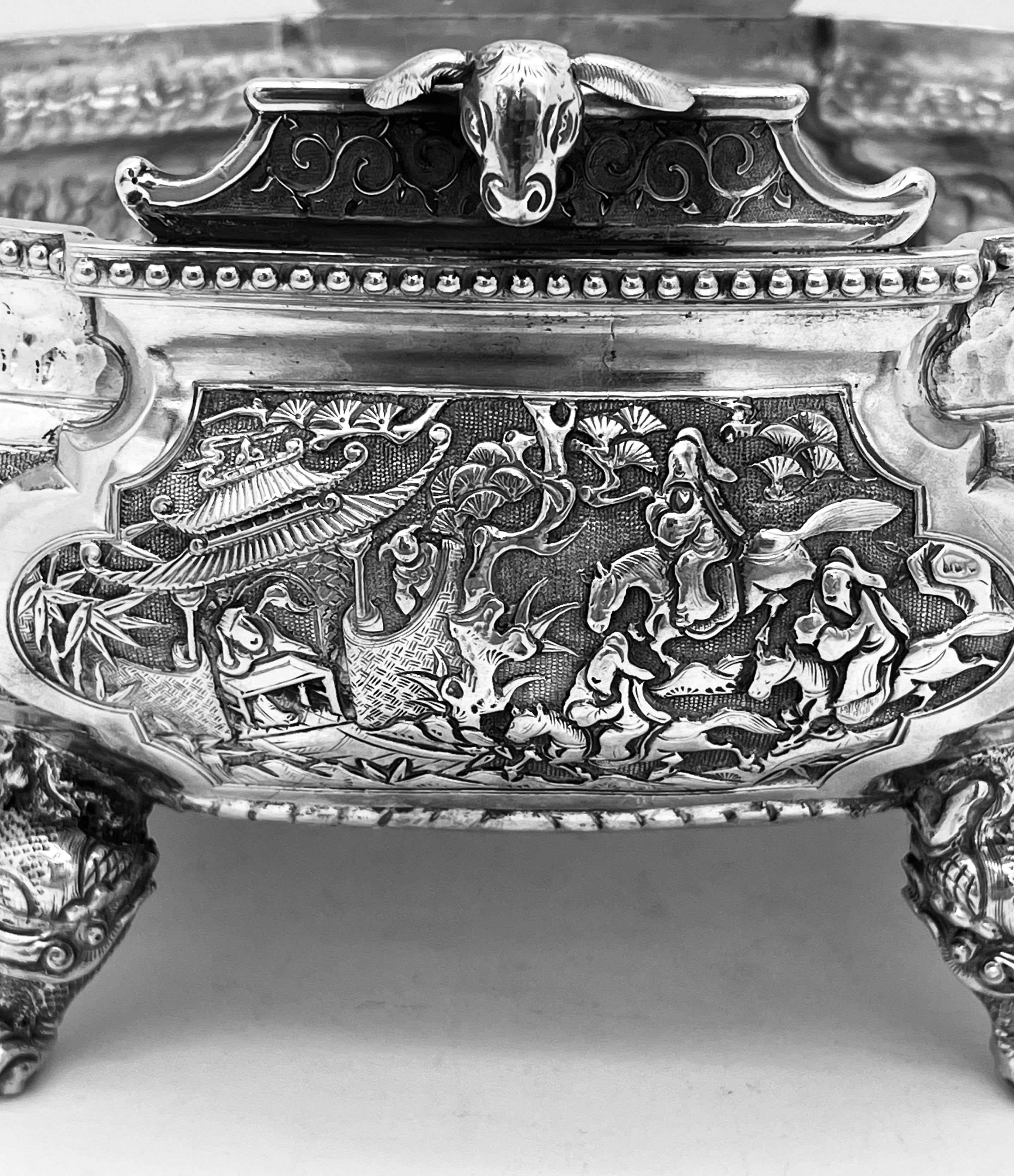 dao engraved silver bowl