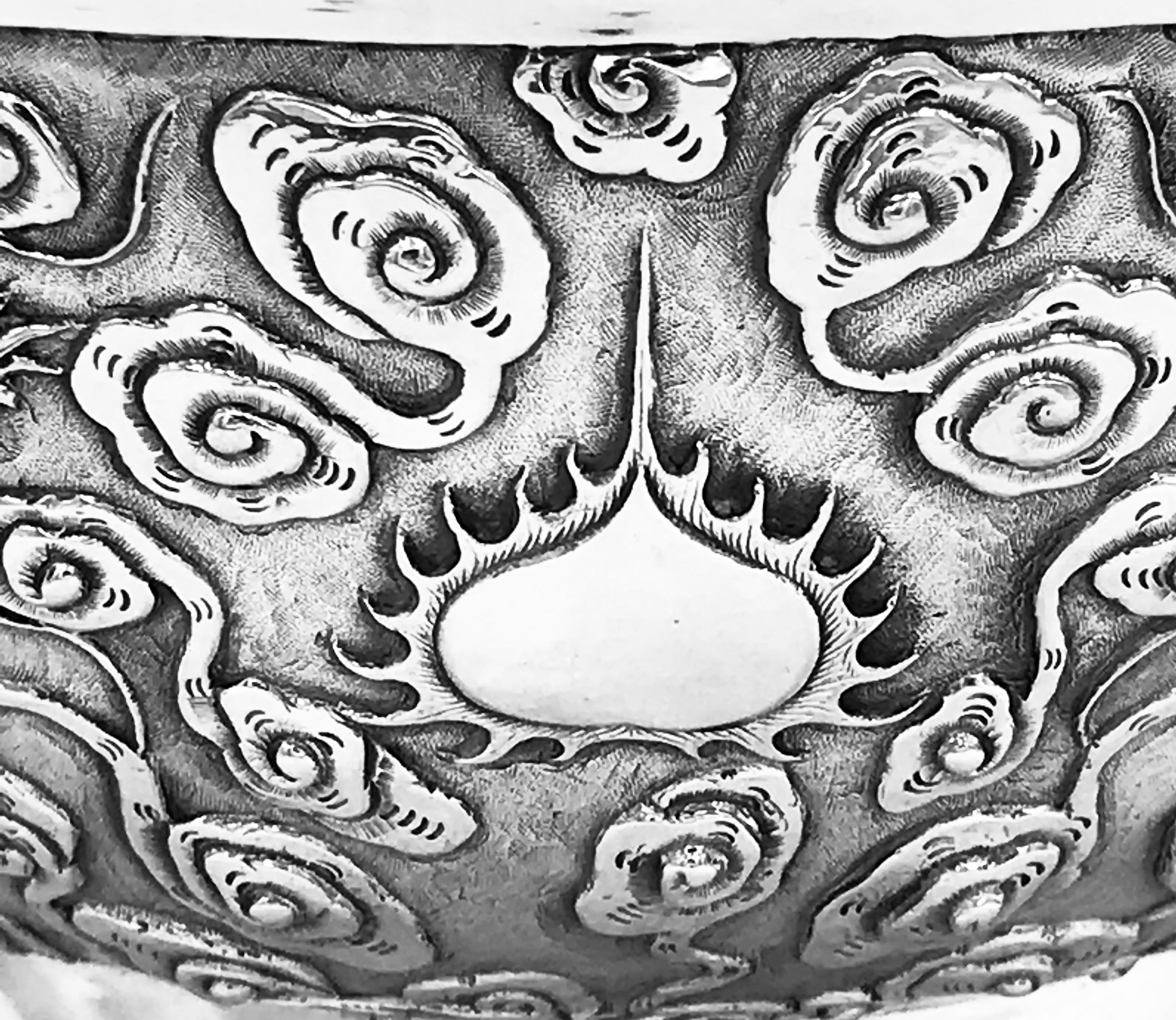 dao engraved silver bowl