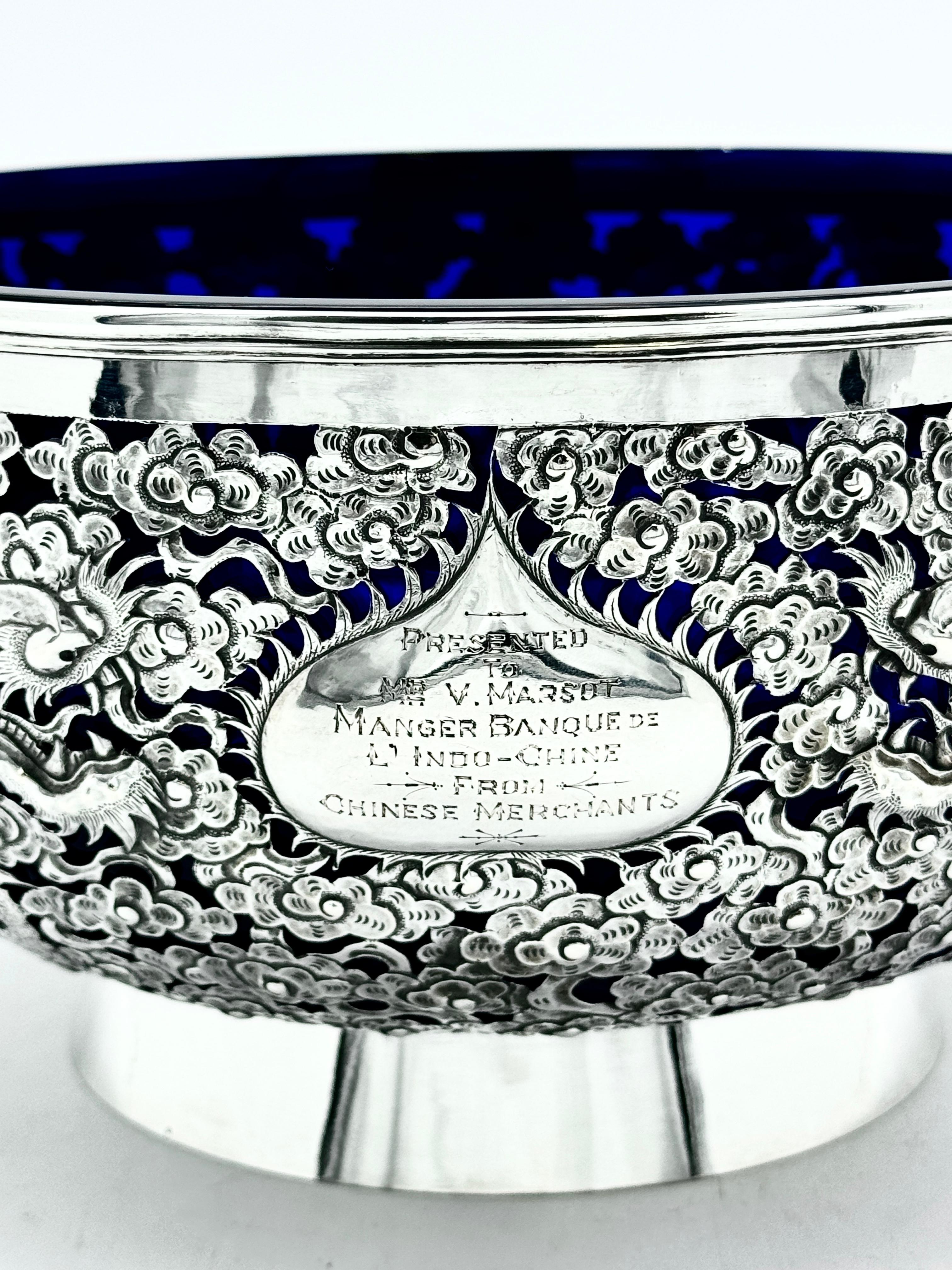 Cuenco chino de plata de exportación Fines del siglo XIX en venta
