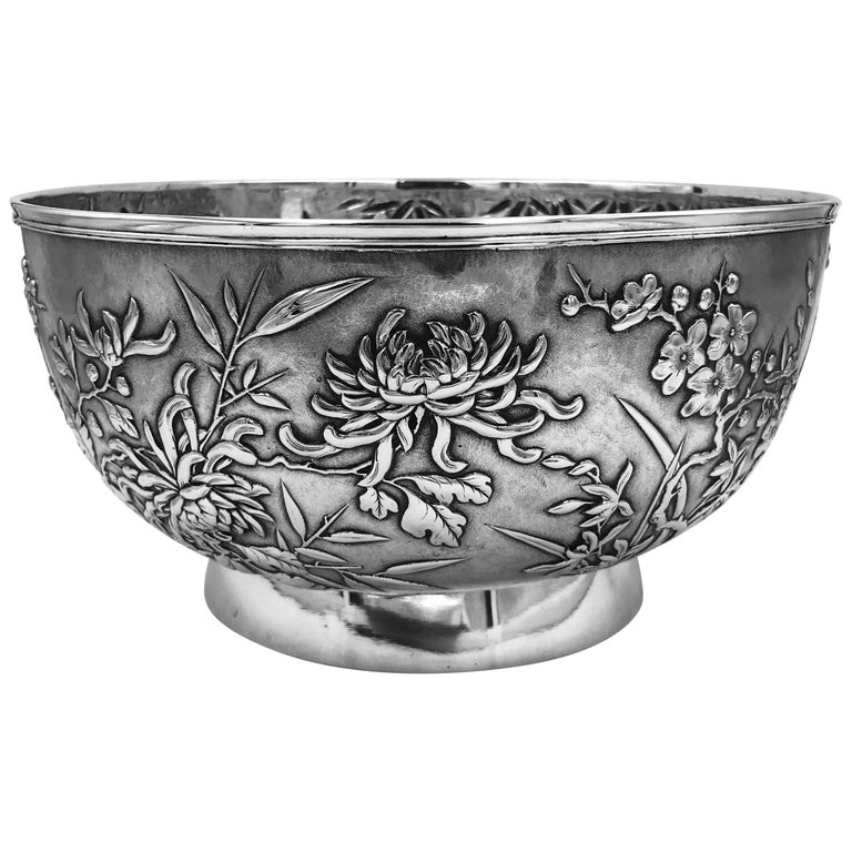Bol Ancien En Argent Massif 925 – Anses Sculptées Forme Panier – Époque Rétro USA