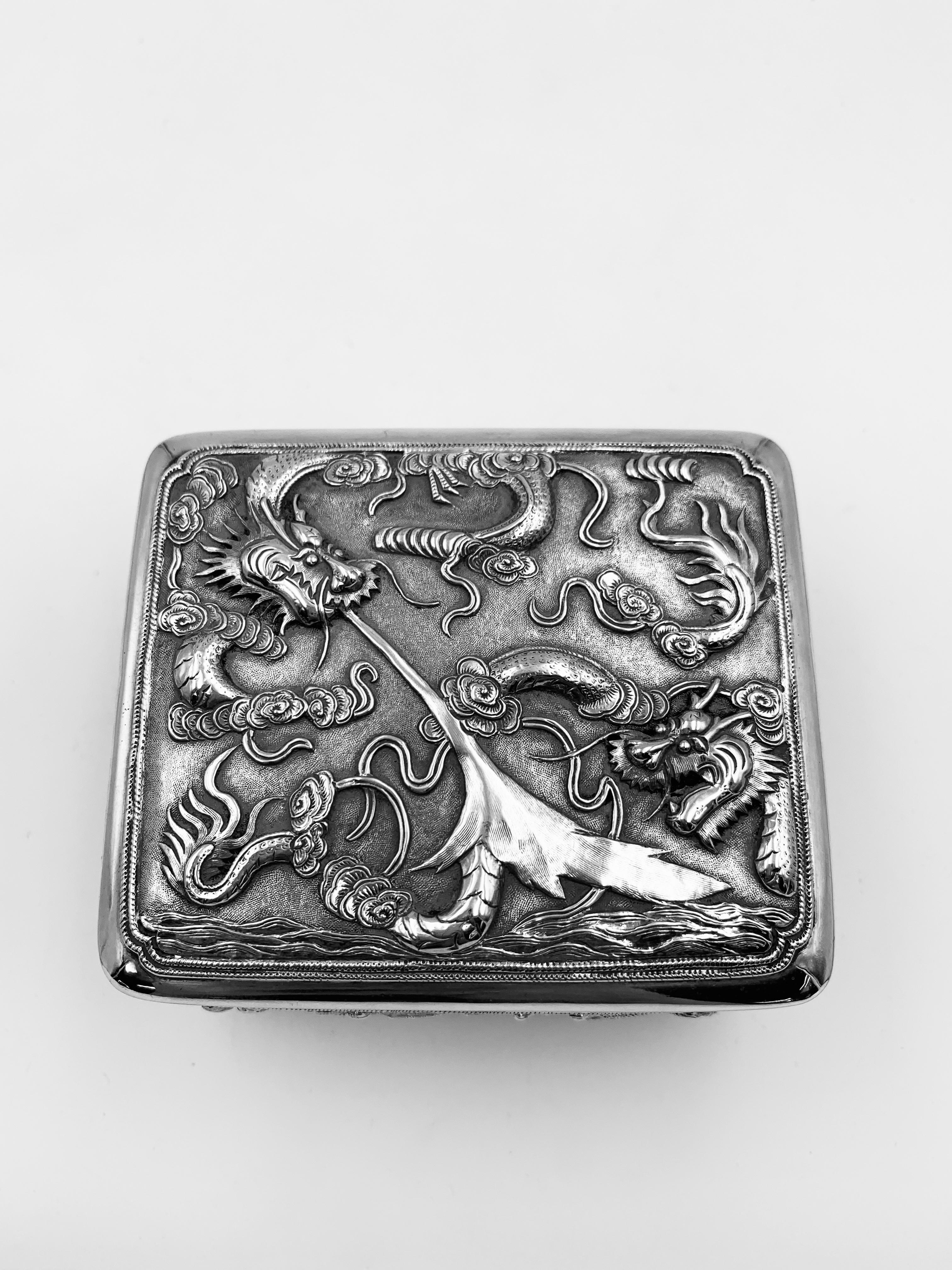 Late 19th Century Chinese Export Silver Box For Sale