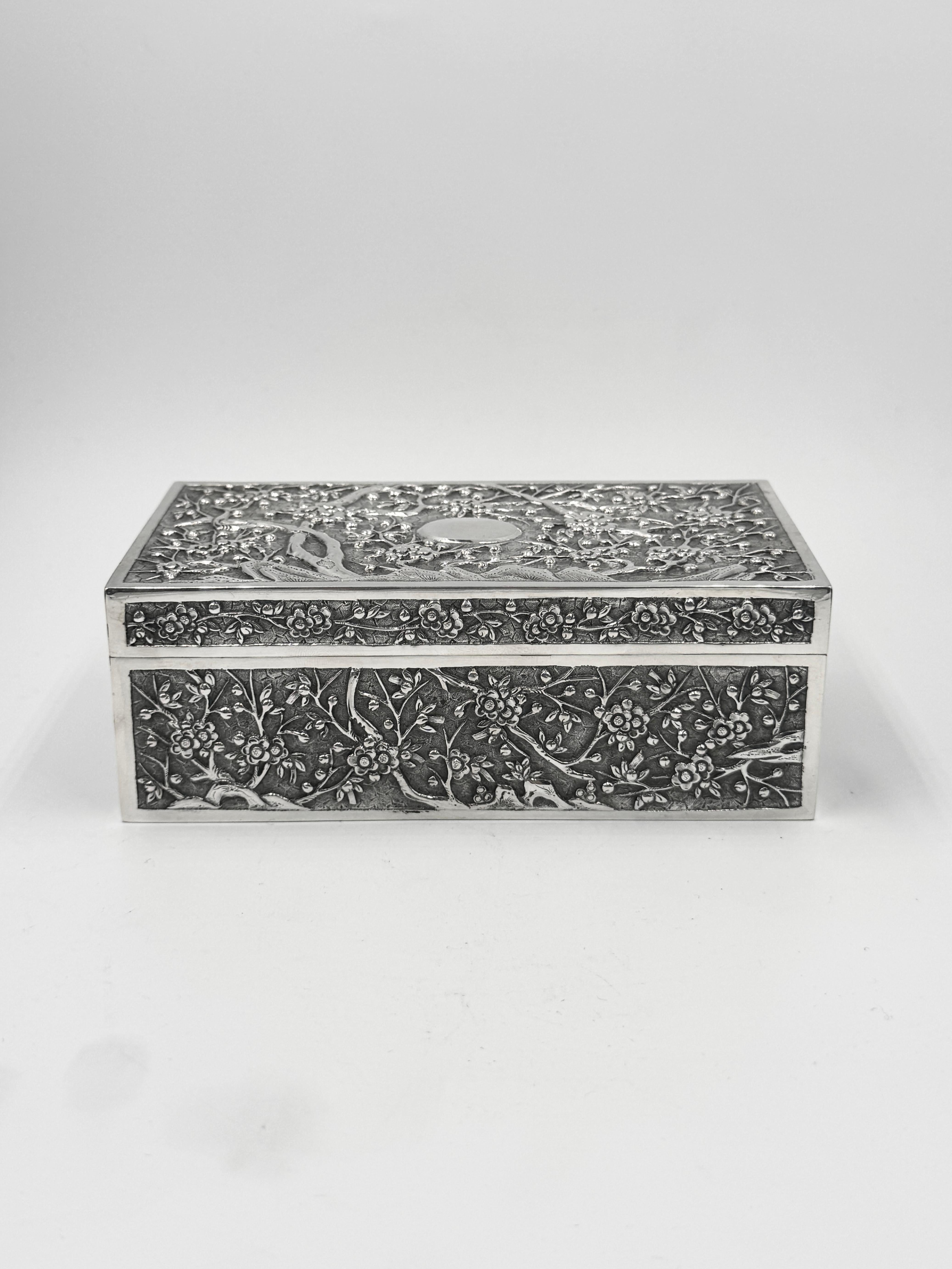 Late 19th Century Chinese Export Silver Box For Sale