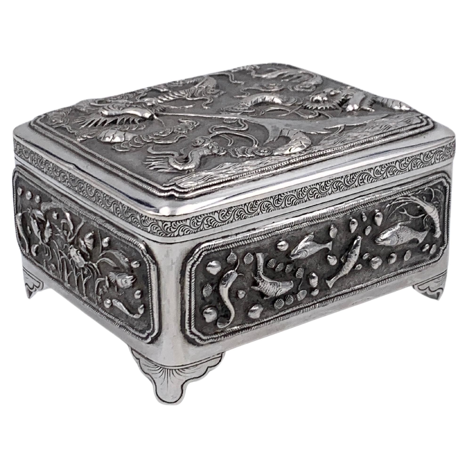 Chinese Export Silver Box For Sale