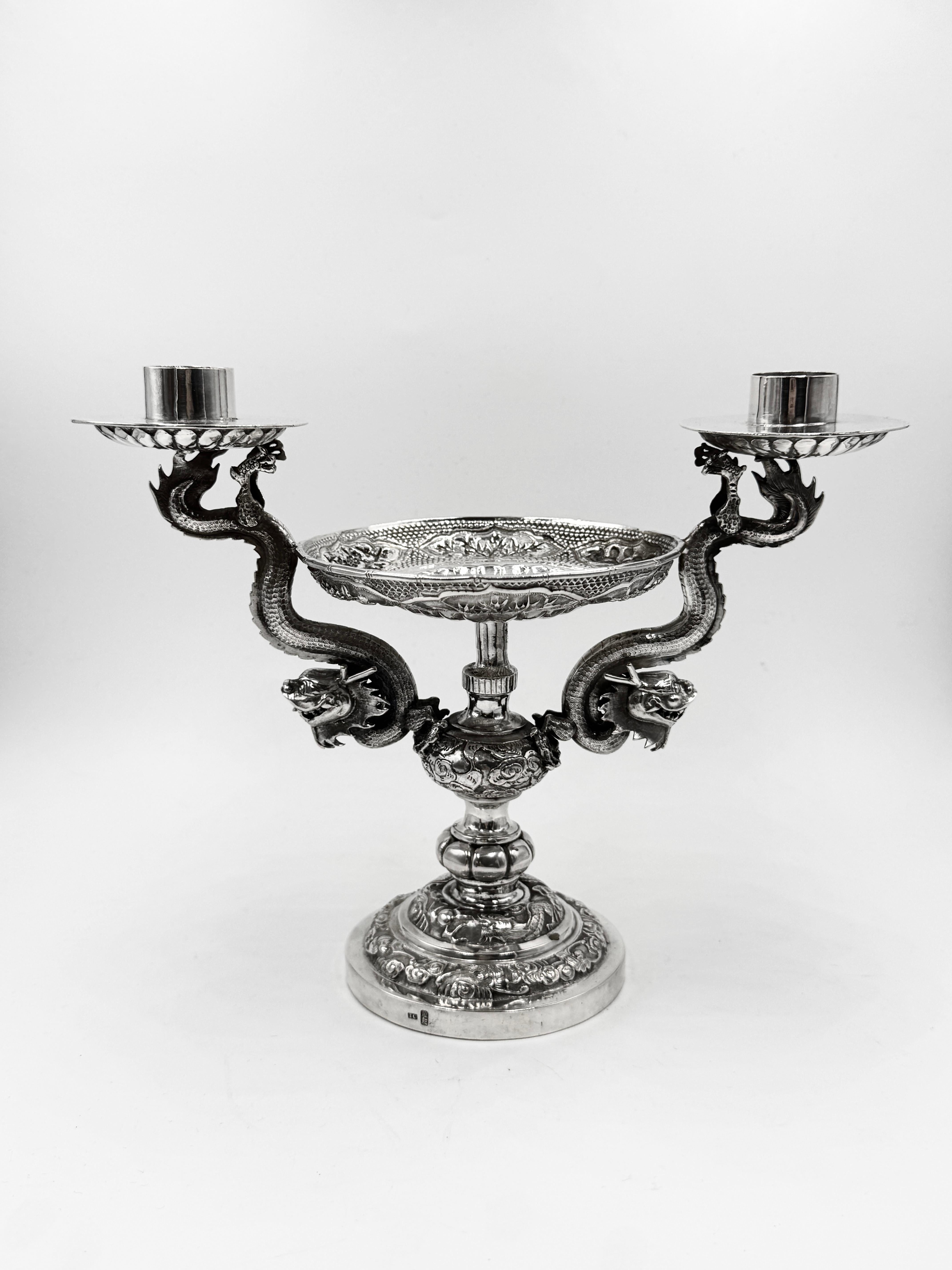 Candelabro y plato de plata de exportación chinos en Bueno estado para la venta en London, GB