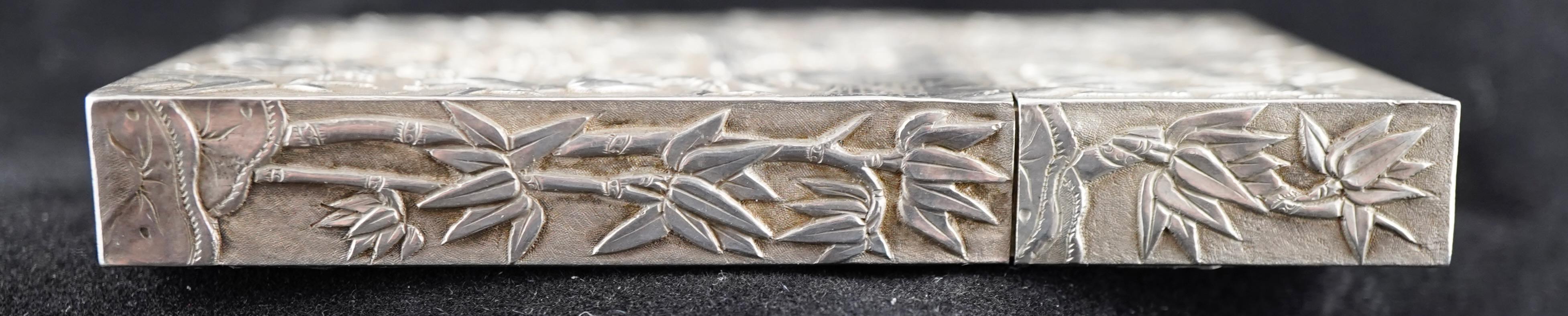 Sbalzo Portacarte d'argento d'esportazione cinese Interesse del Commodoro Perry e dell'Ammiraglio Buchanan. in vendita