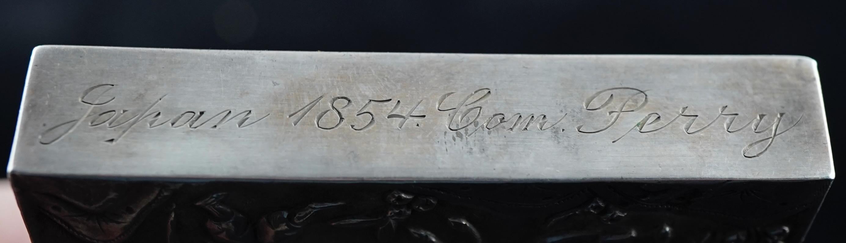 Portacarte d'argento d'esportazione cinese Interesse del Commodoro Perry e dell'Ammiraglio Buchanan. In condizioni ottime in vendita a Sarasota, FL