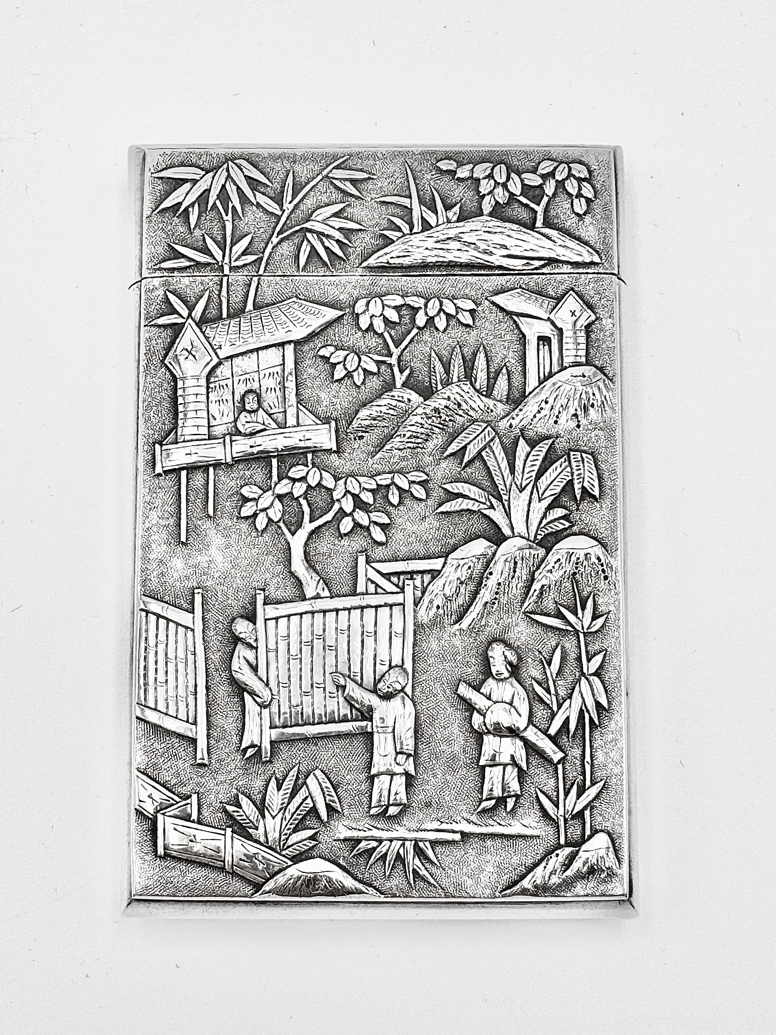 Chinese Export Silver Card Case Exportación china en venta