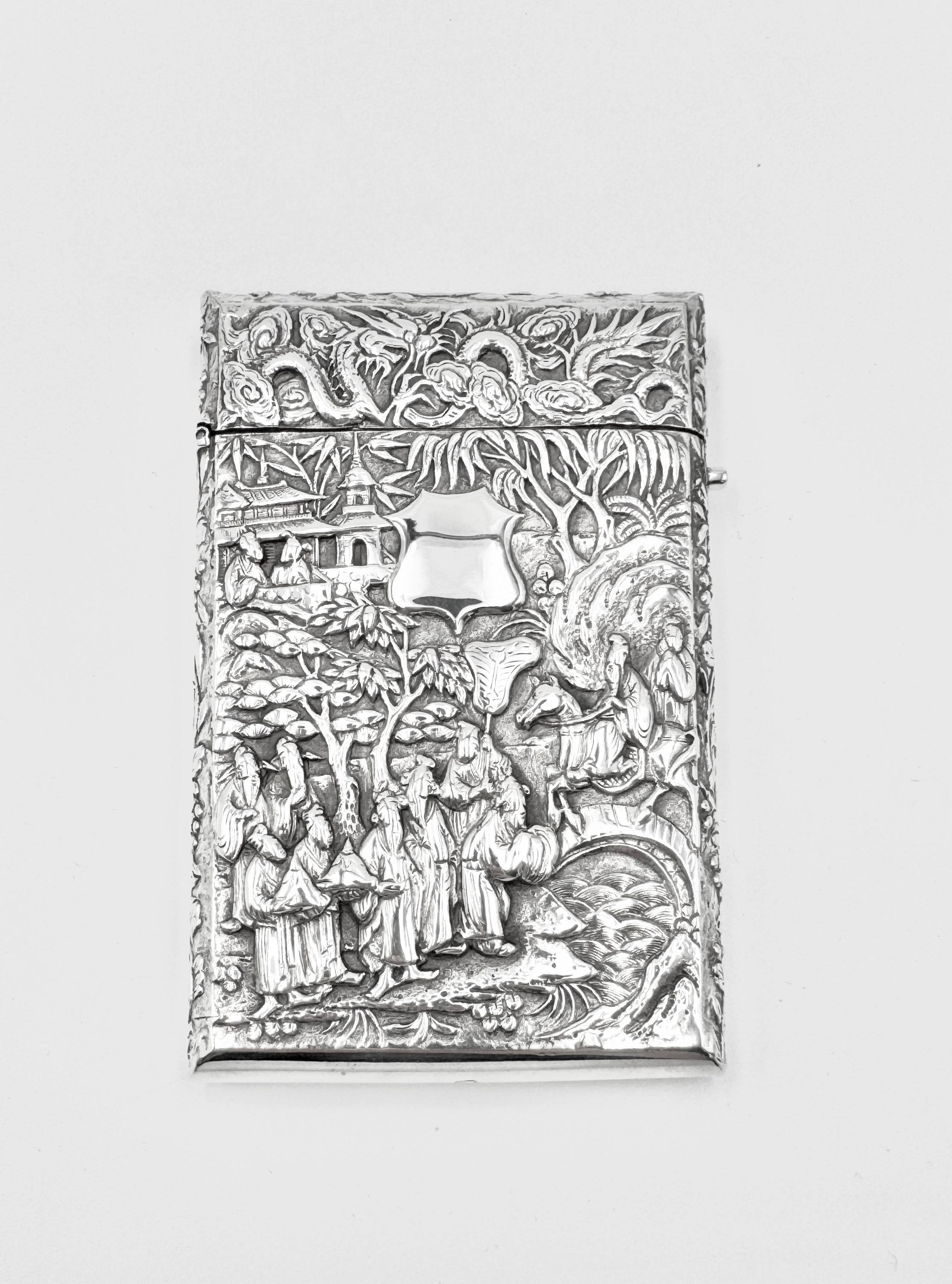 Chinese Export Silver Card Case (Chinesischer Export) im Angebot