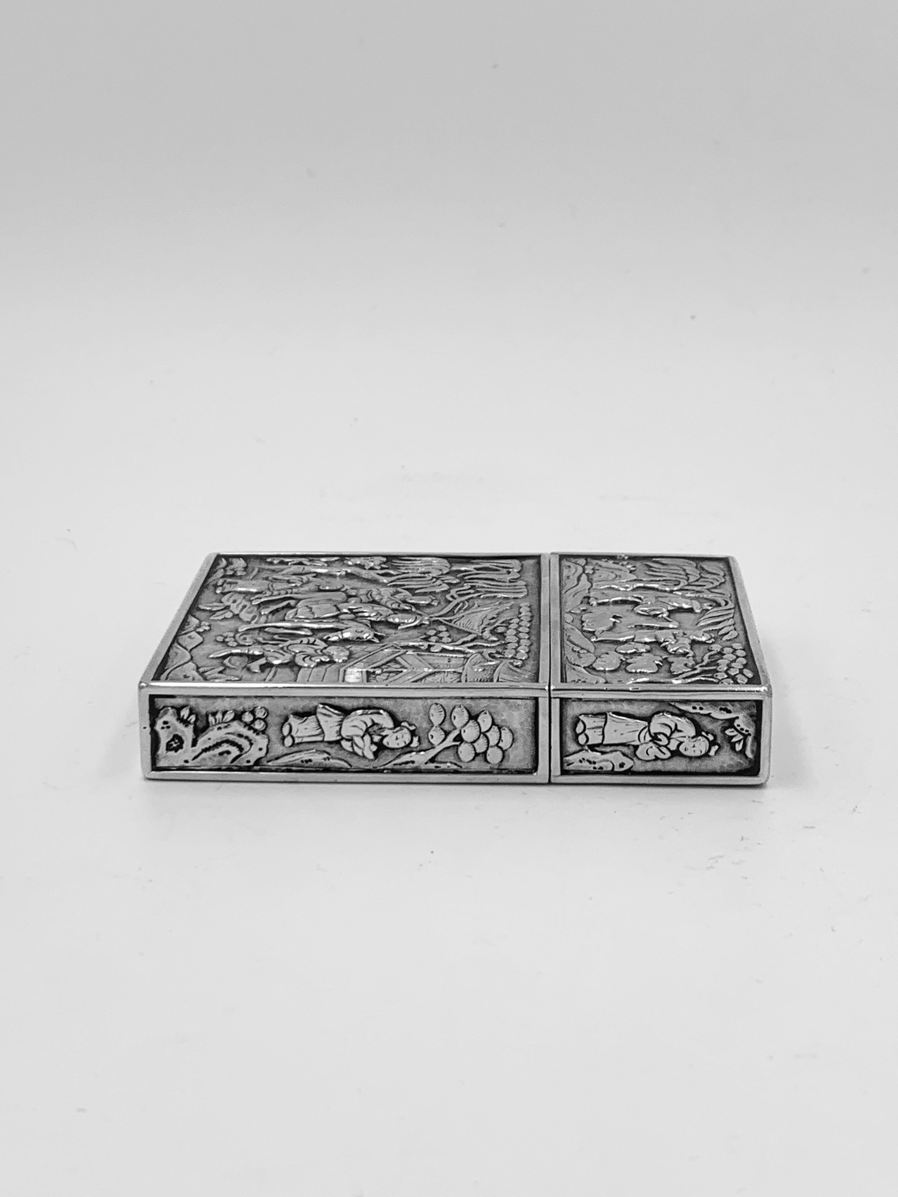 Mid-19th Century Chinese Export Silver Card Case For Sale