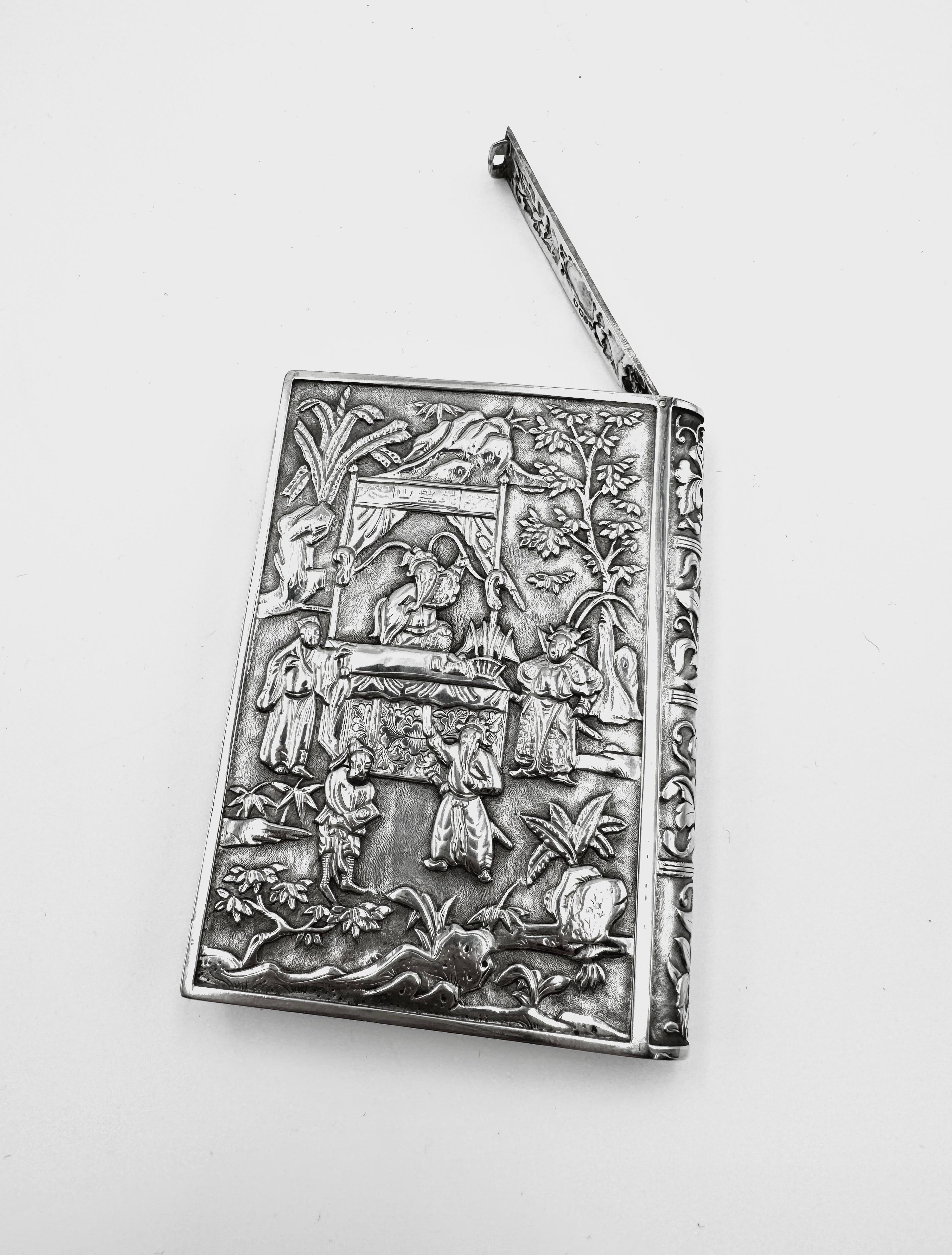 Chinese Export Silver Card Case Chino en venta