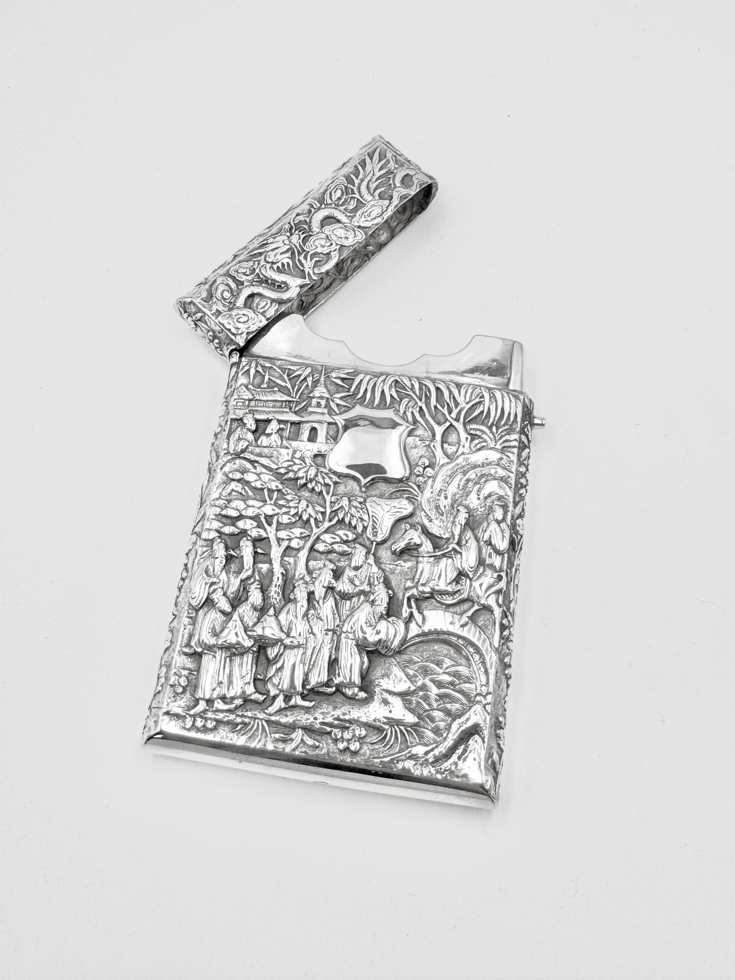 Chinese Export Silver Card Case (Chinesisch) im Angebot