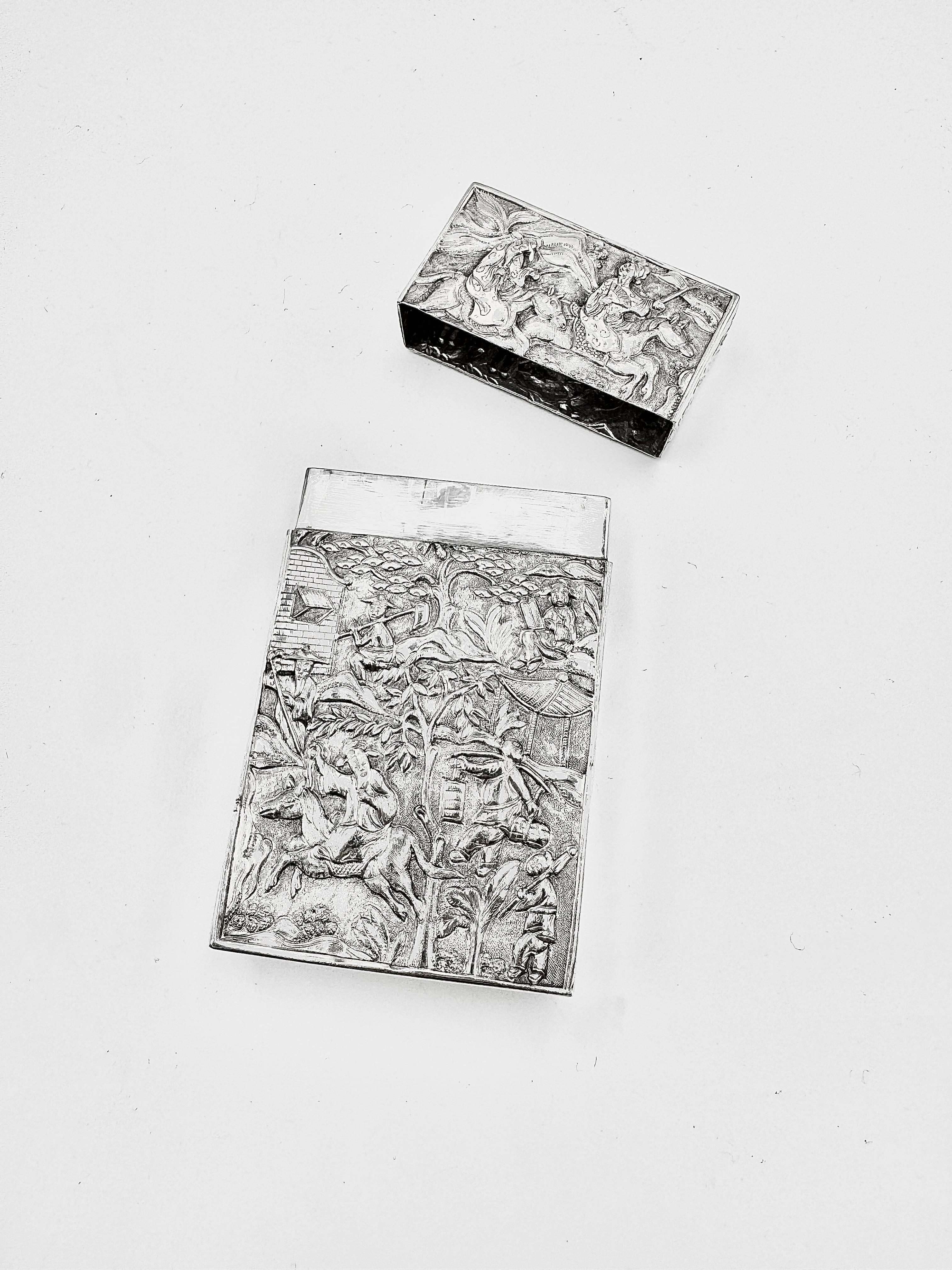 Chinese Export Silver Card Case Chino en venta