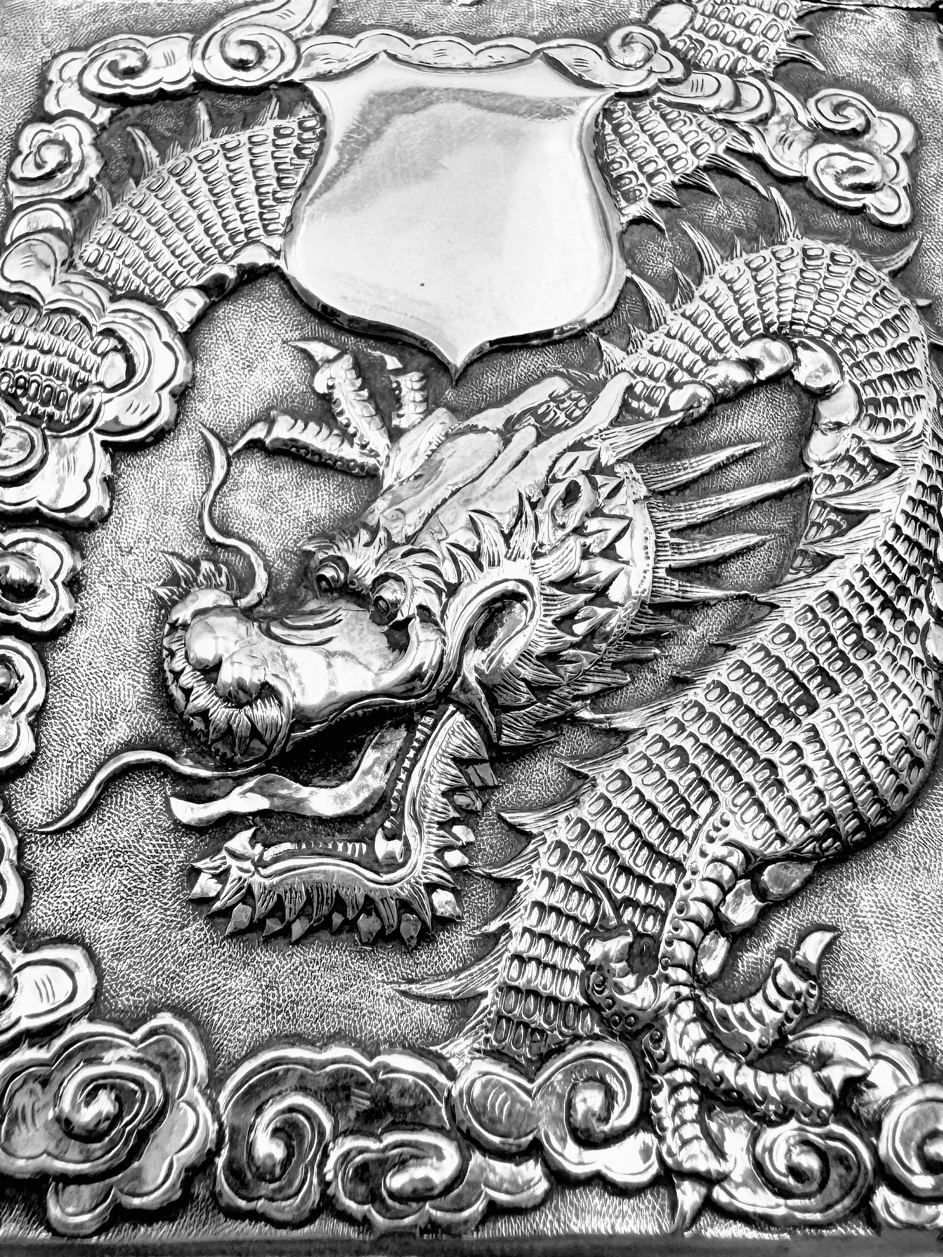 Early 20th Century Chinese Export Silver Card Case For Sale