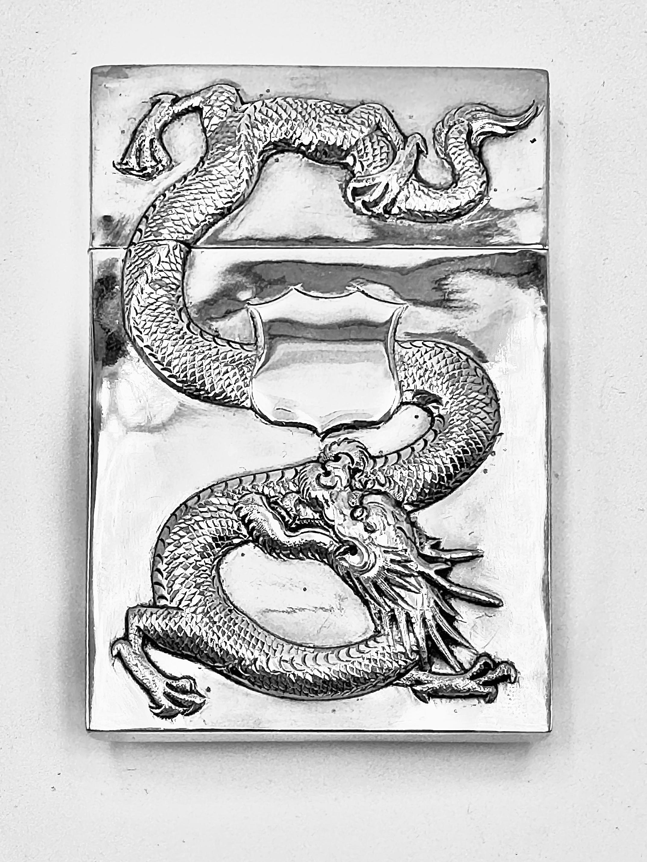 Early 20th Century Chinese Export Silver Card Case For Sale
