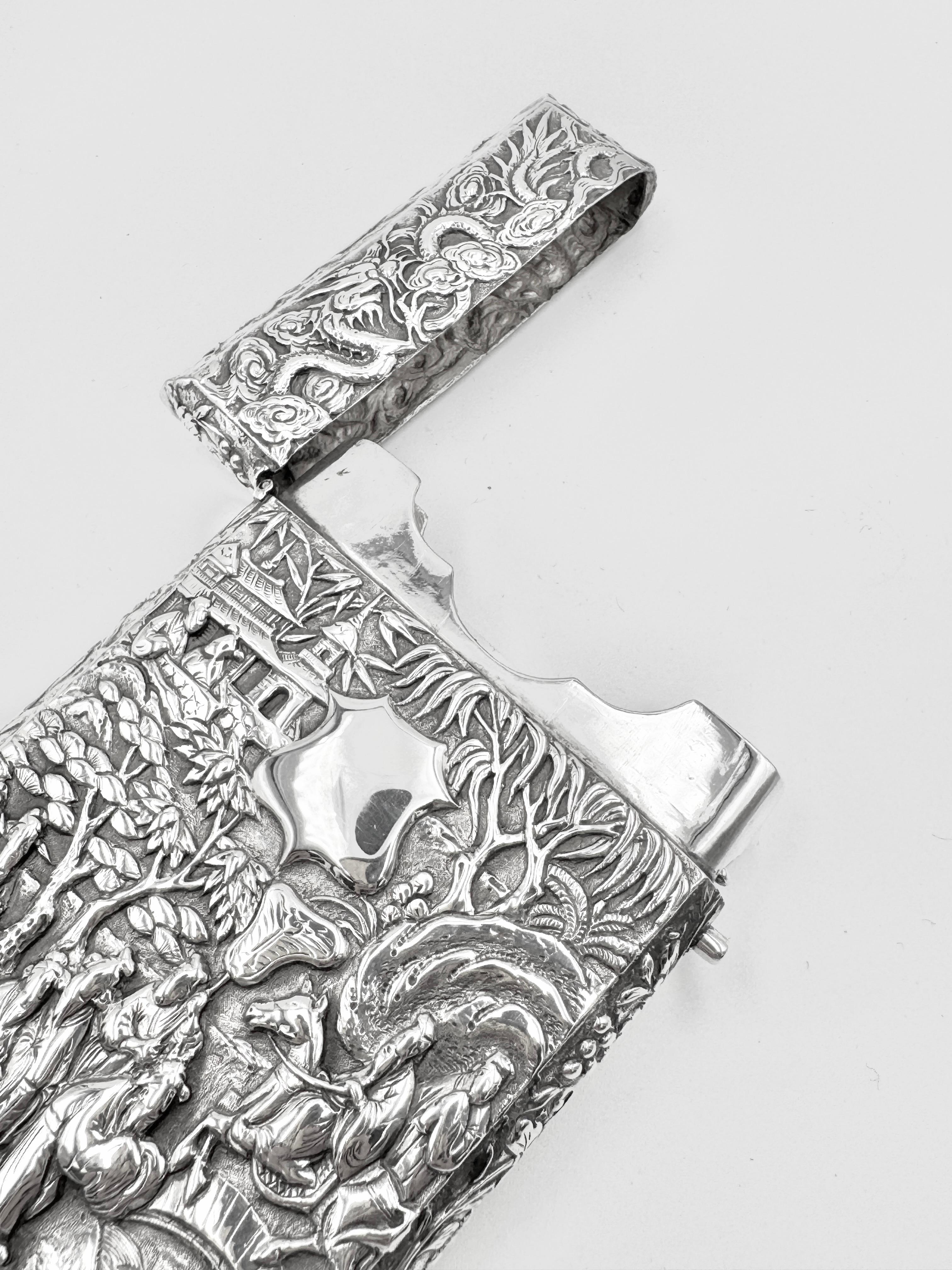 Chinese Export Silver Card Case (Spätes 19. Jahrhundert) im Angebot