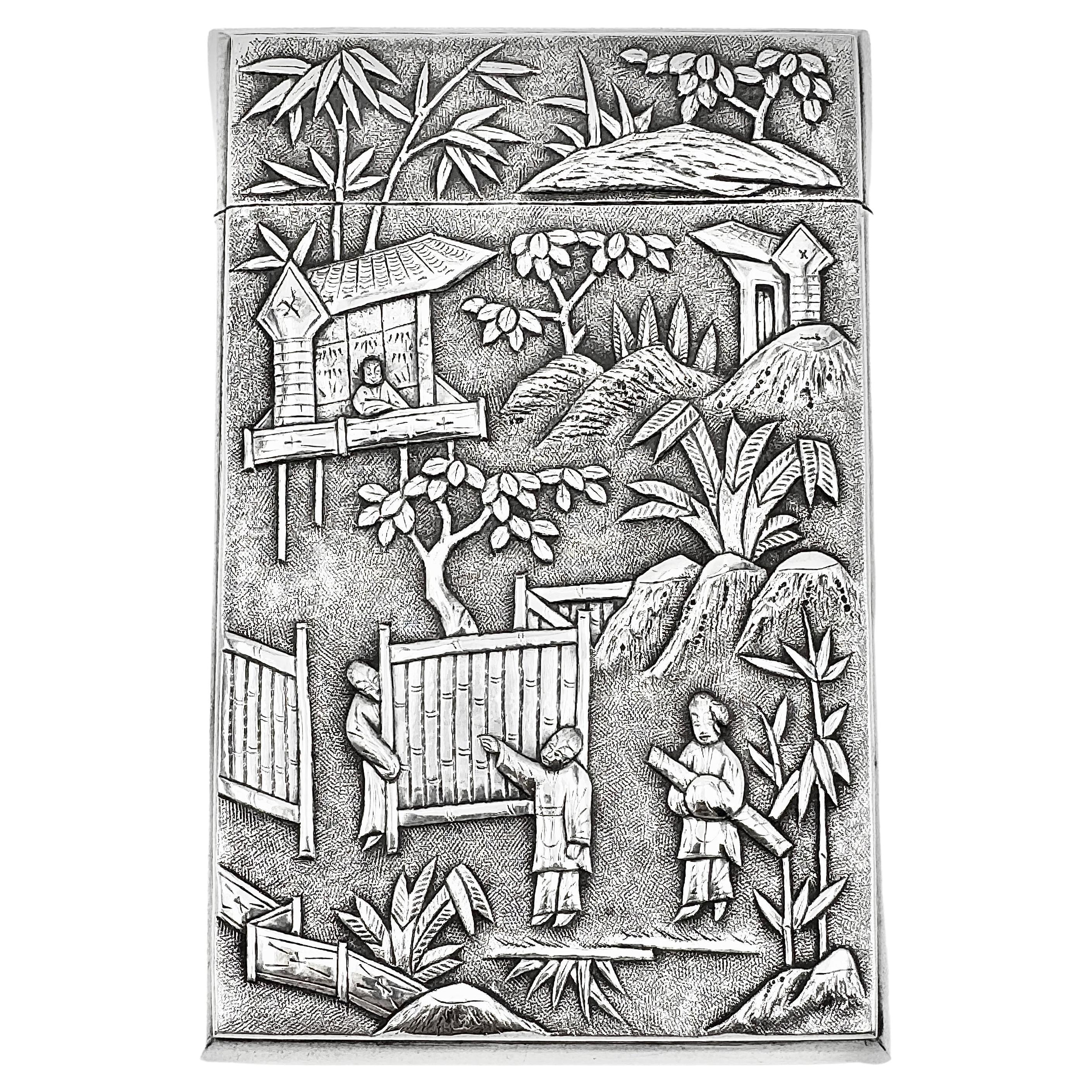 Chinese Export Silver Card Case