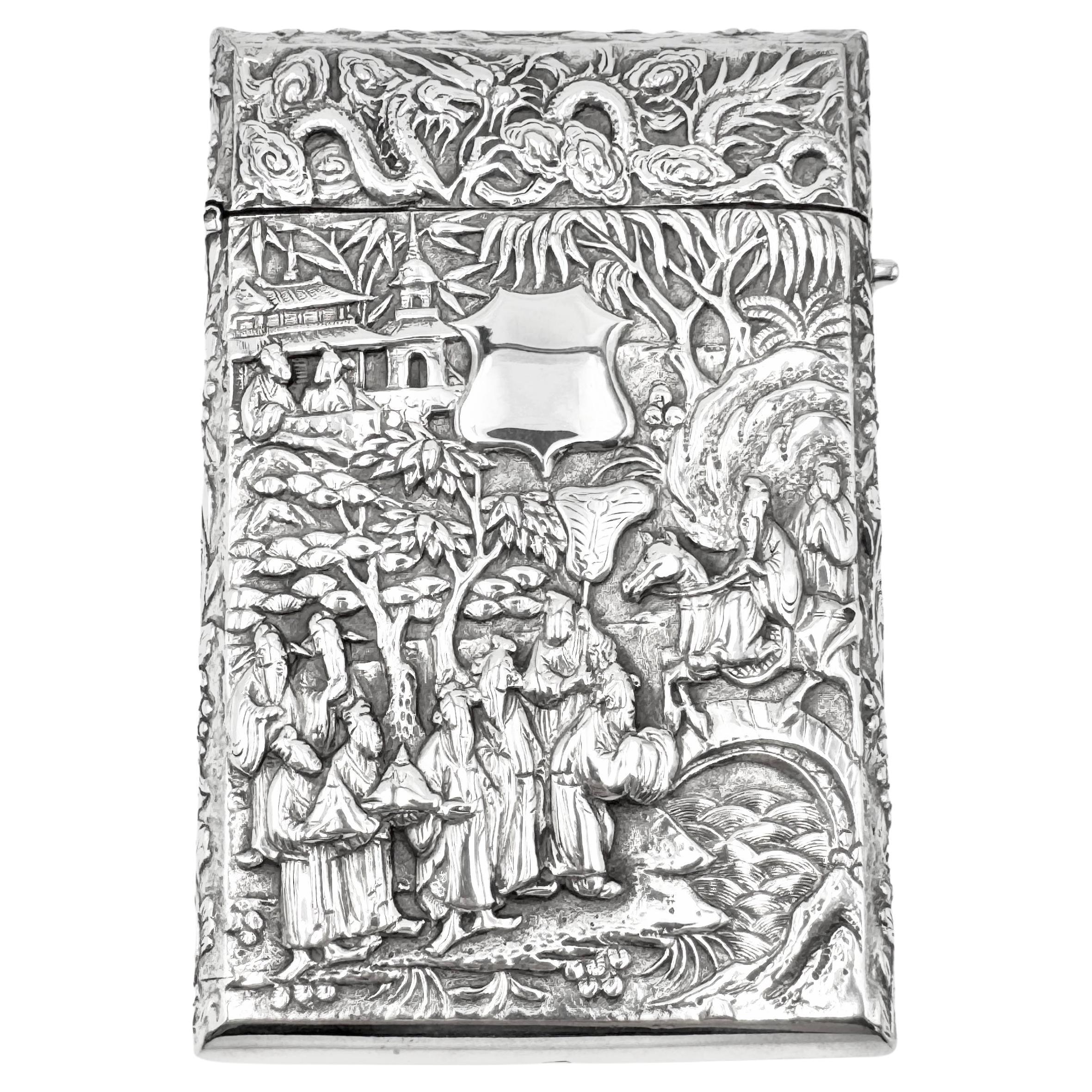Chinese Export Silver Card Case