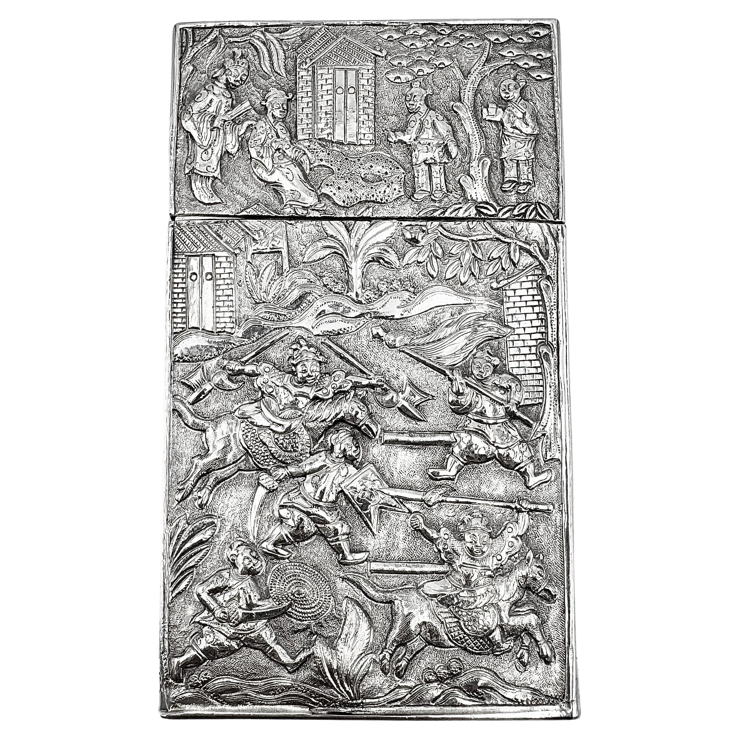 Chinese Export Silver Card Case en venta