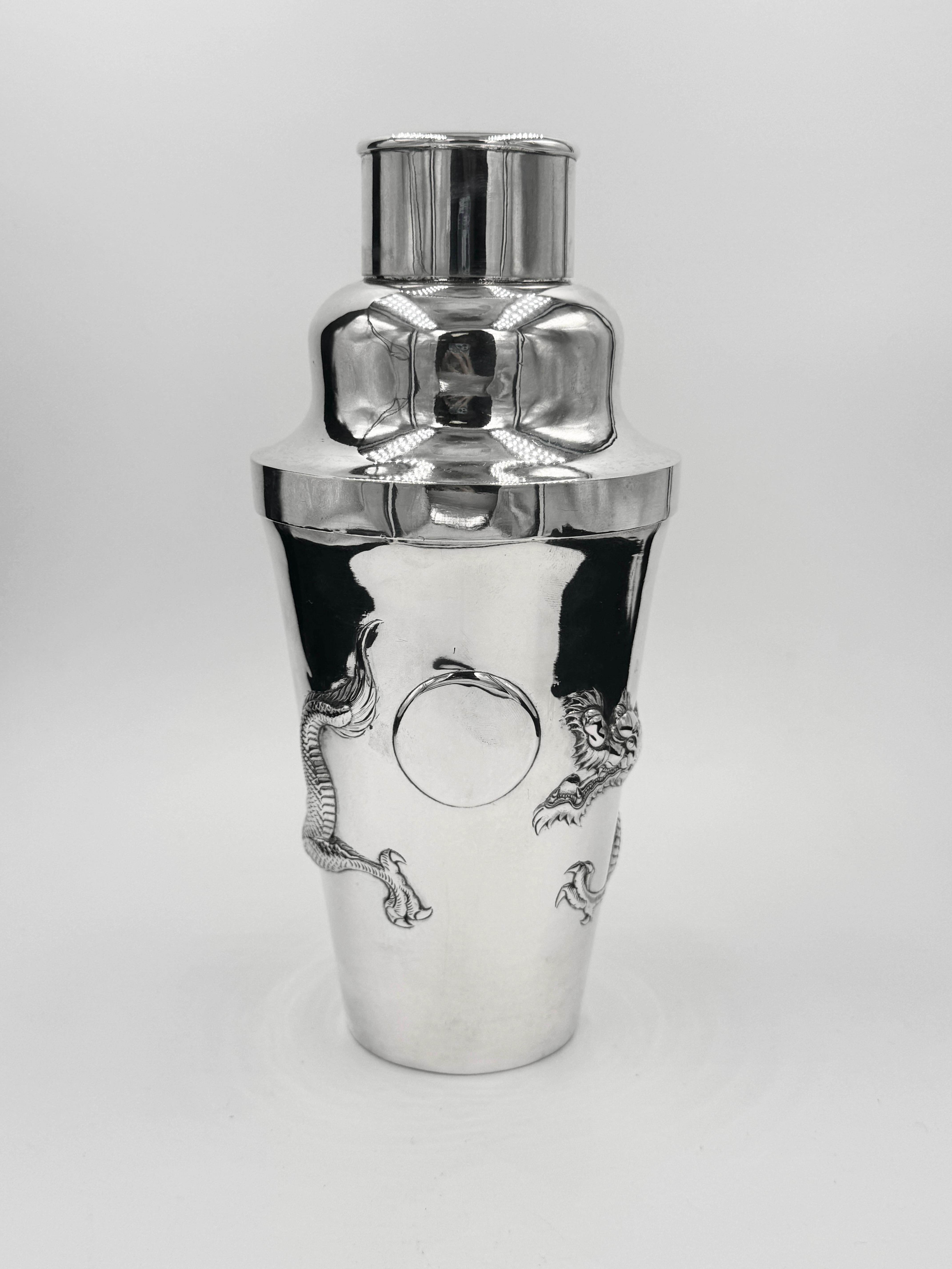 Cinese Shaker da cocktail, vassoio e bicchieri d'argento da esportazione cinese in vendita