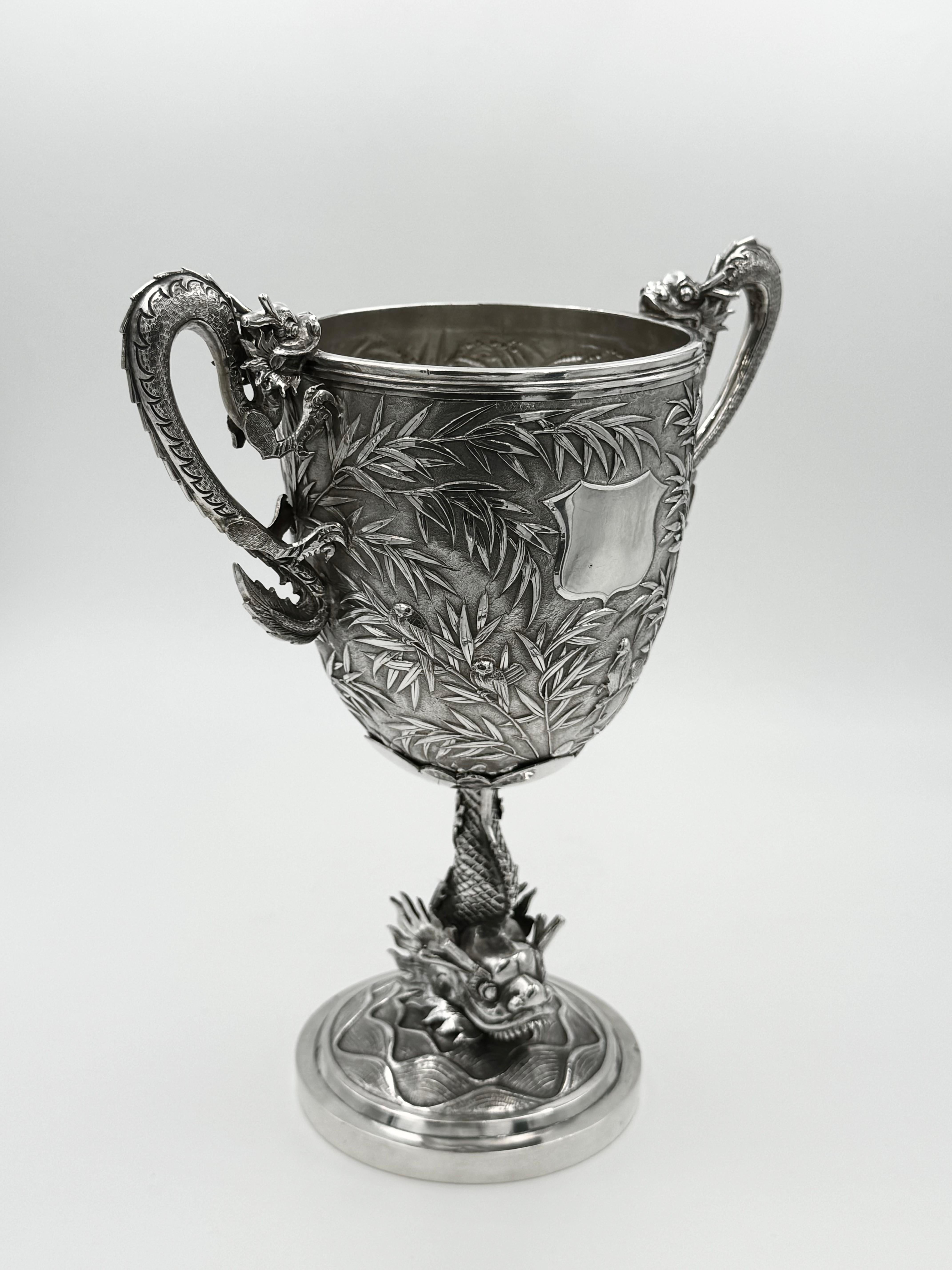 Late 19th Century Chinese Export Silver Cup For Sale