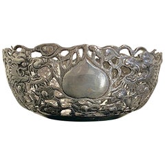 Chinese Export Silver Dragon Bowl, Marked KK, Early 20th Century, China