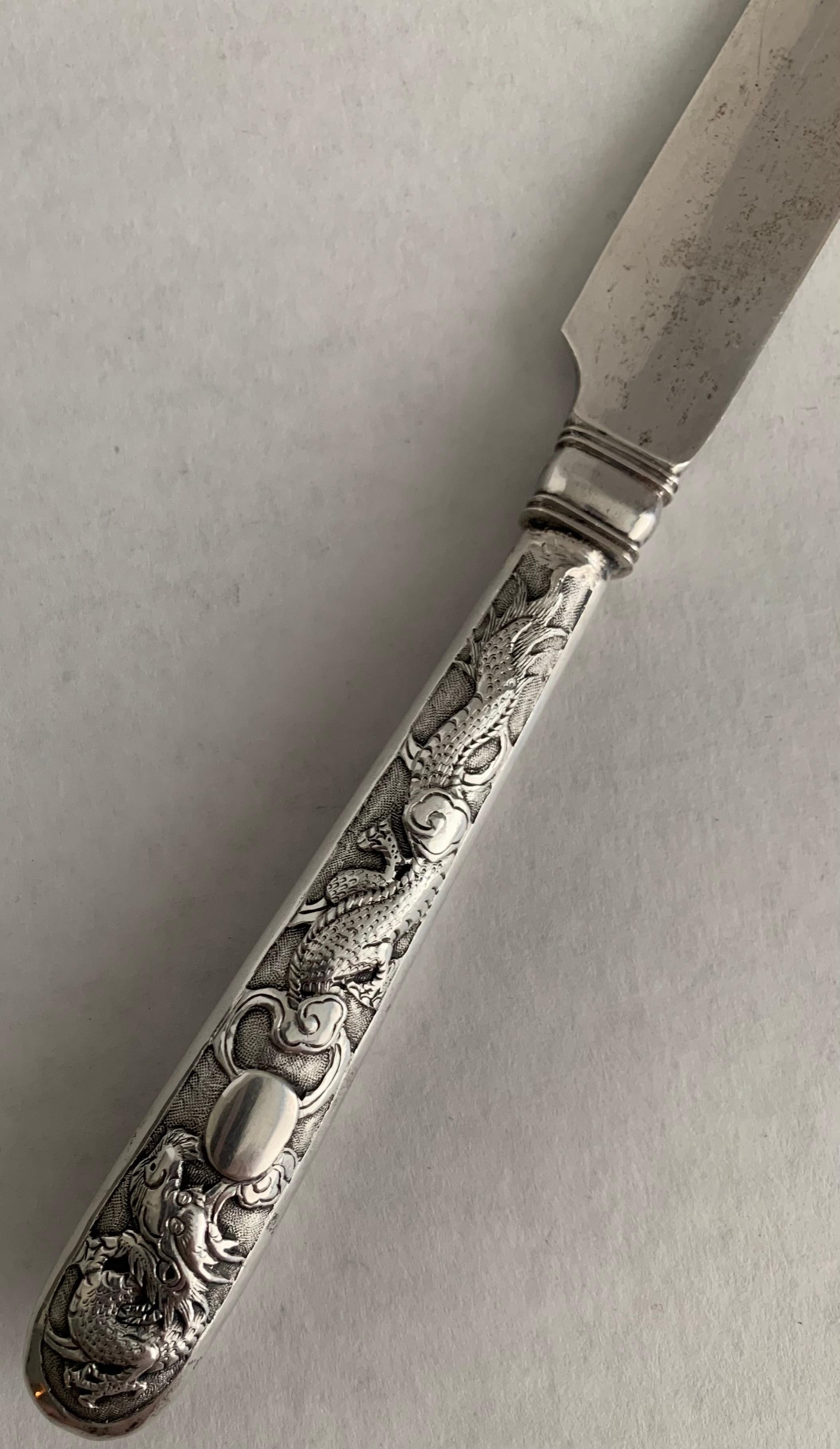 Chinese Export Silver Dragon Motif Knife or Letter Opener For Sale 3