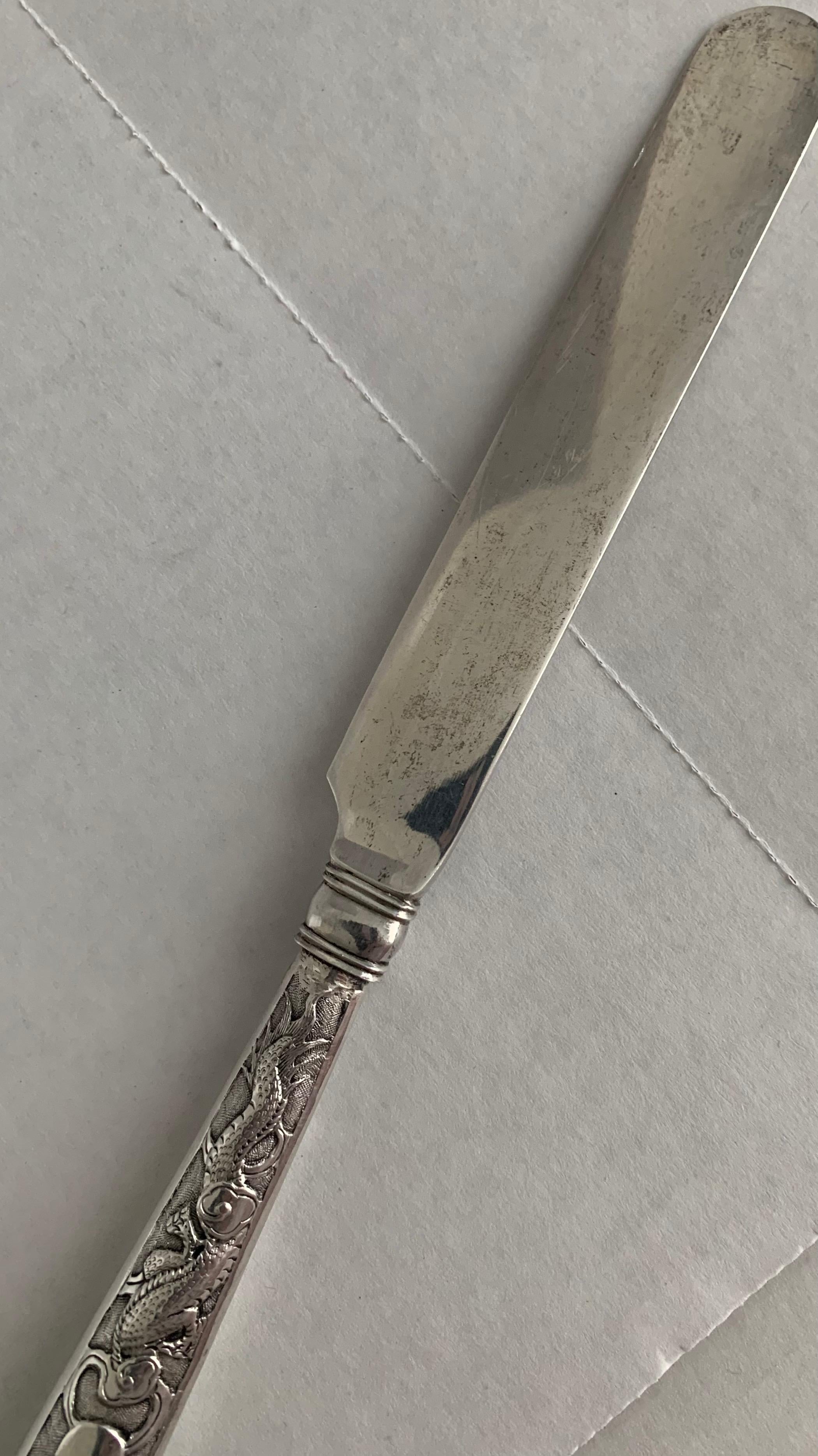 Chinese Export Silver Dragon Motif Knife or Letter Opener For Sale 4