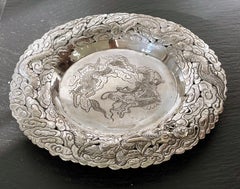 Chinese Export Silver Dragon Serving Tray