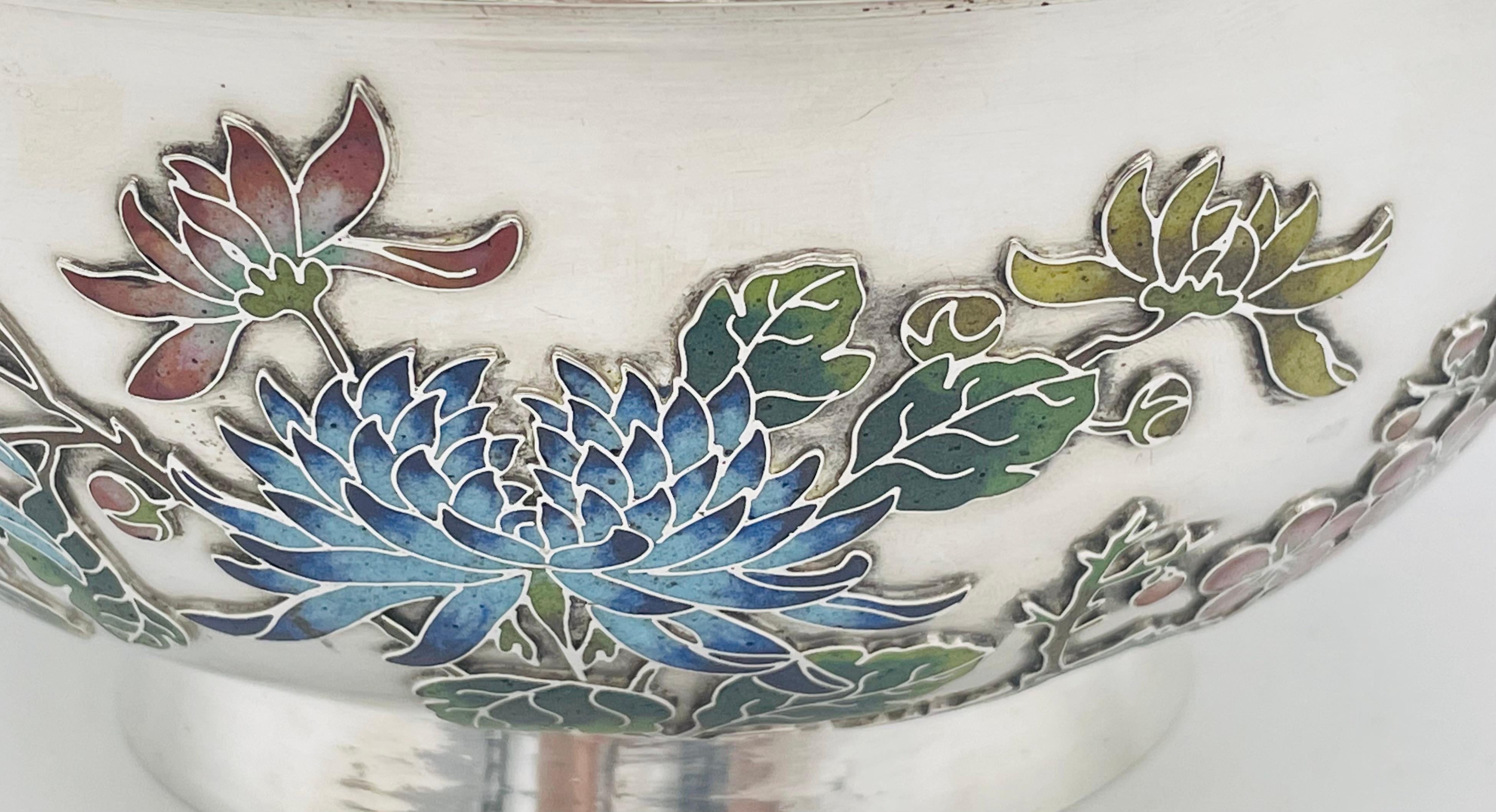 Chinese Export Silver & Enamel Bowl For Sale 5