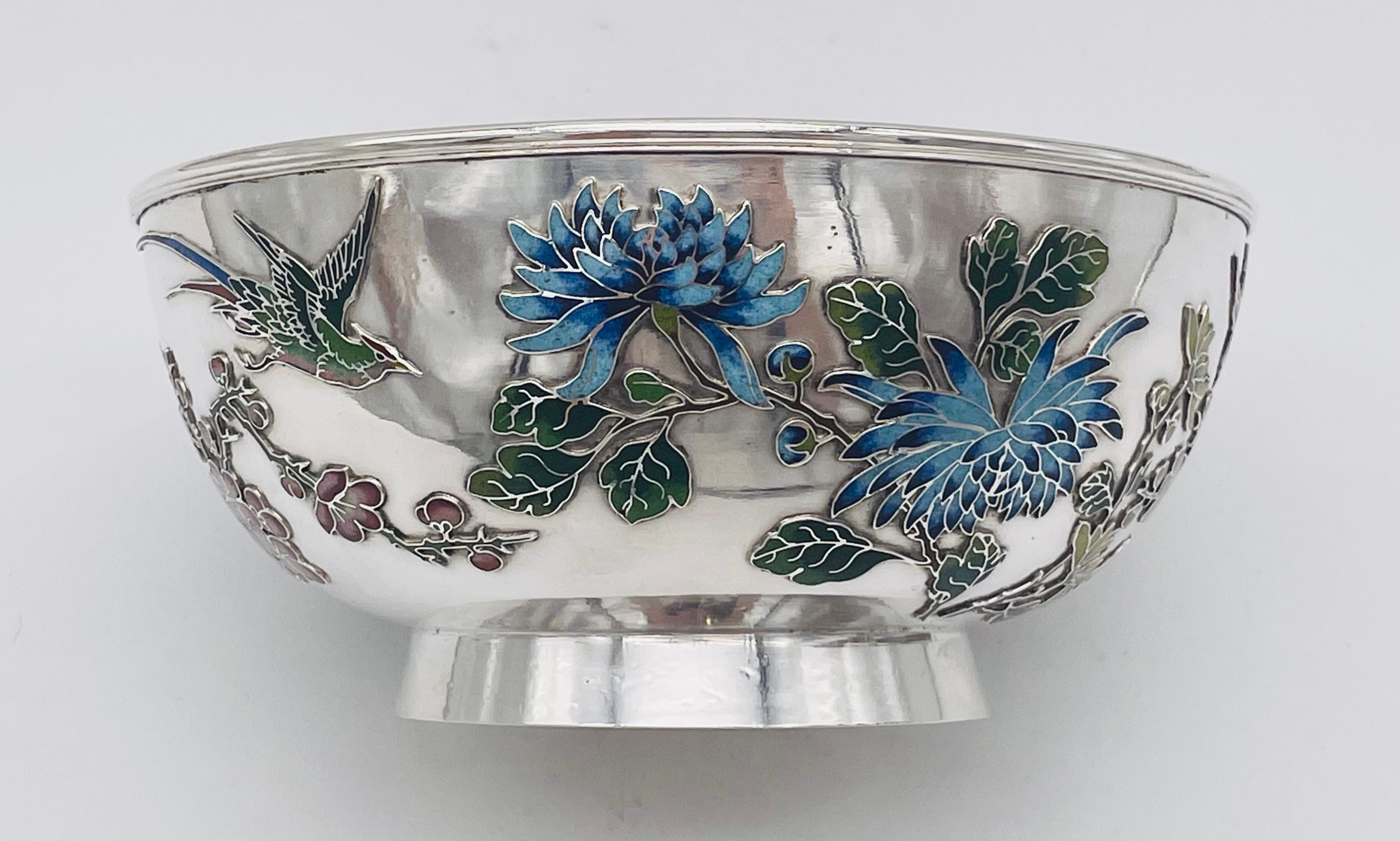 Chinese Export Silver & Enamel Bowl For Sale 7