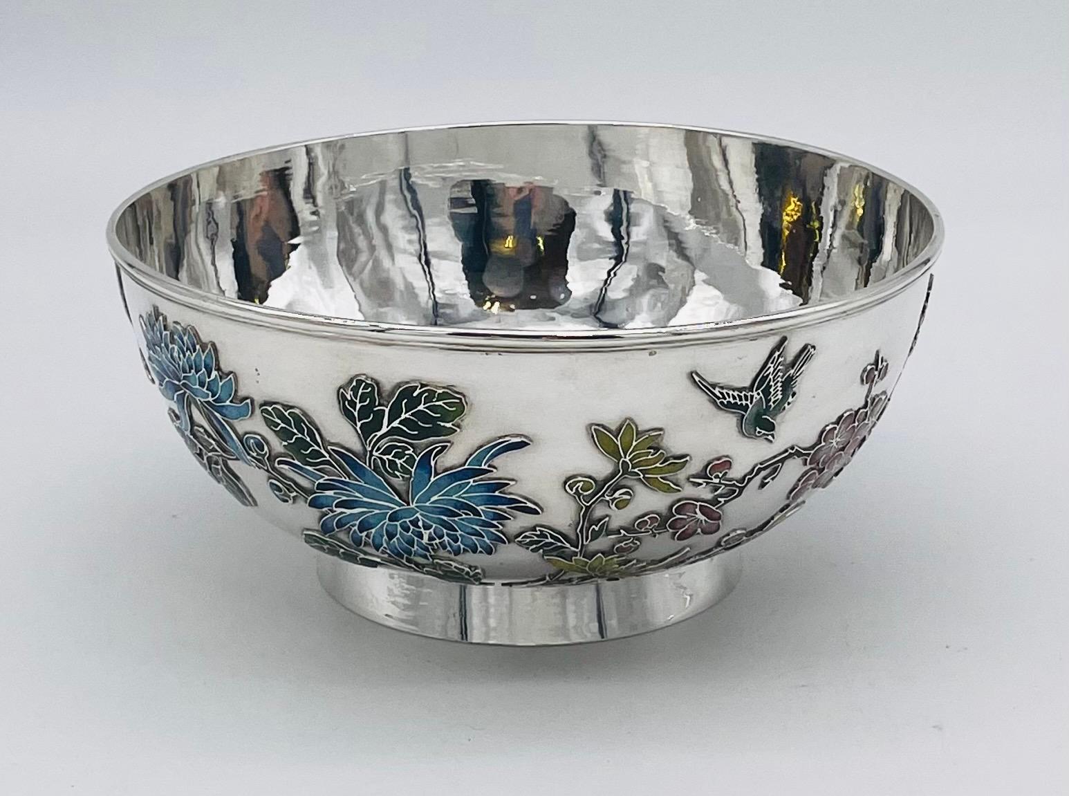 Chinese Export Silver & Enamel Bowl For Sale 8