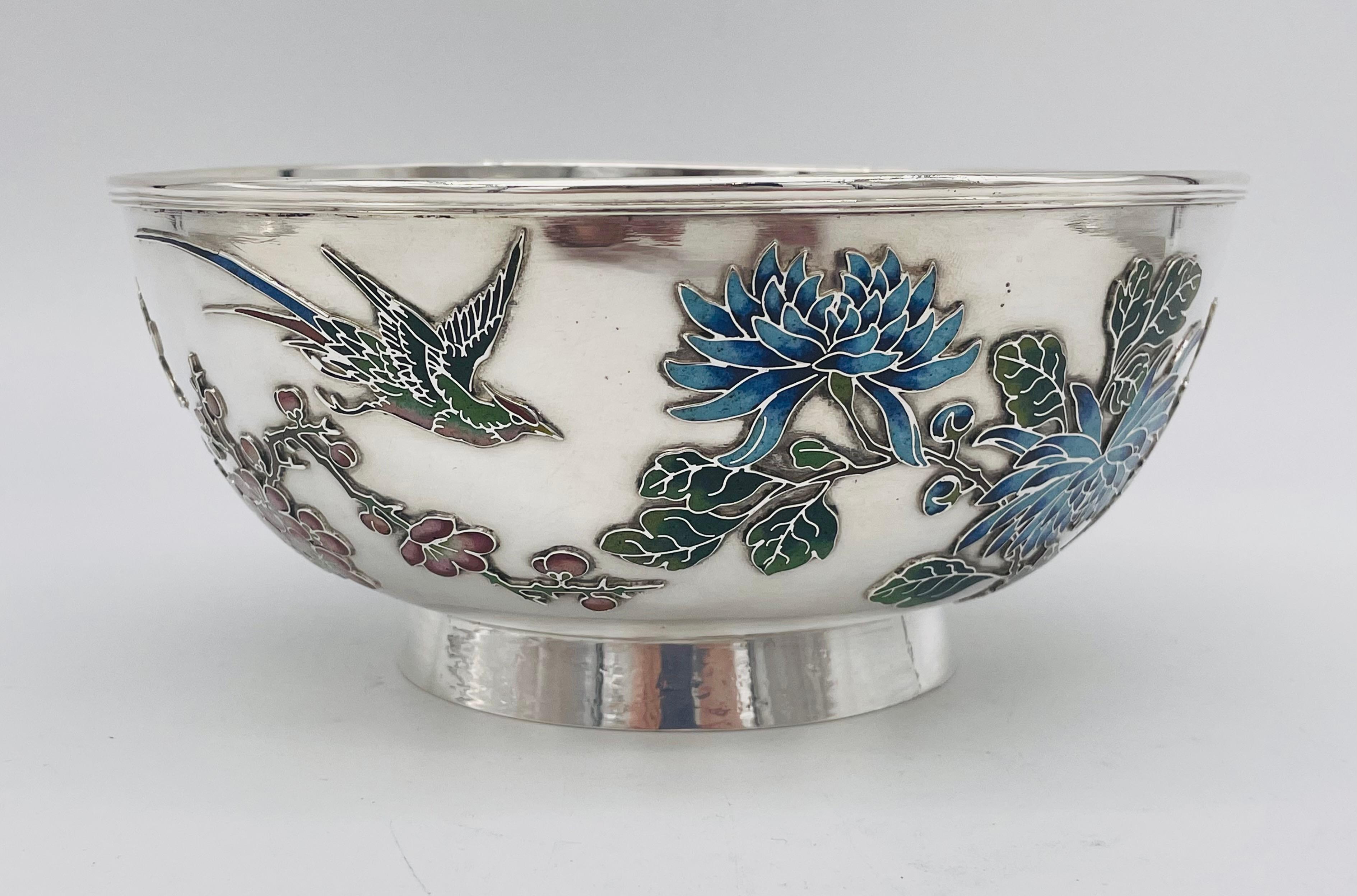 Chinese Export Silver & Enamel Bowl For Sale 1