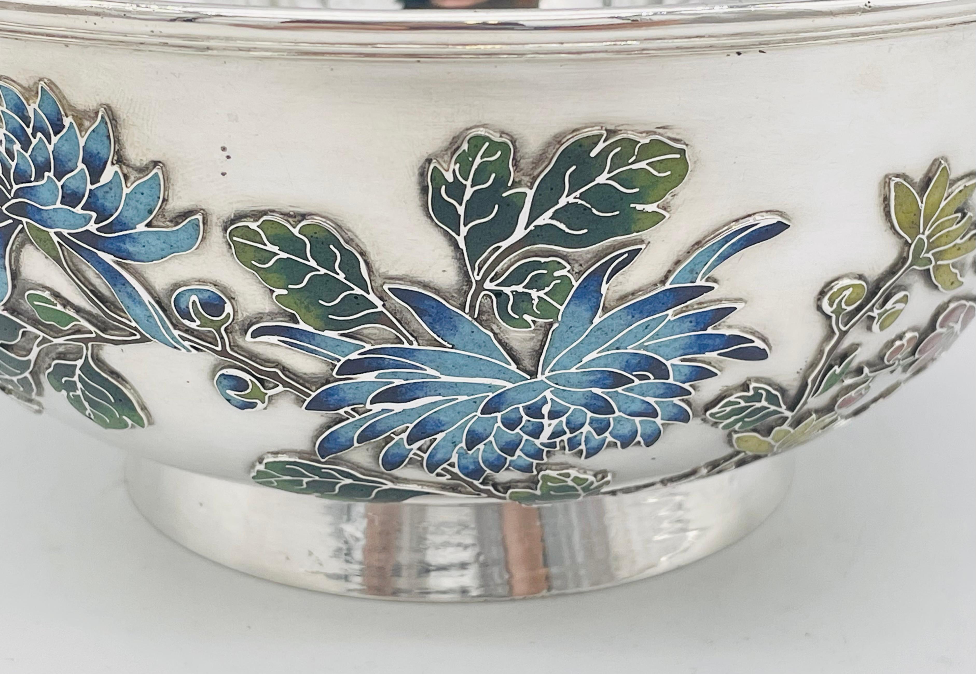 Chinese Export Silver & Enamel Bowl For Sale 2