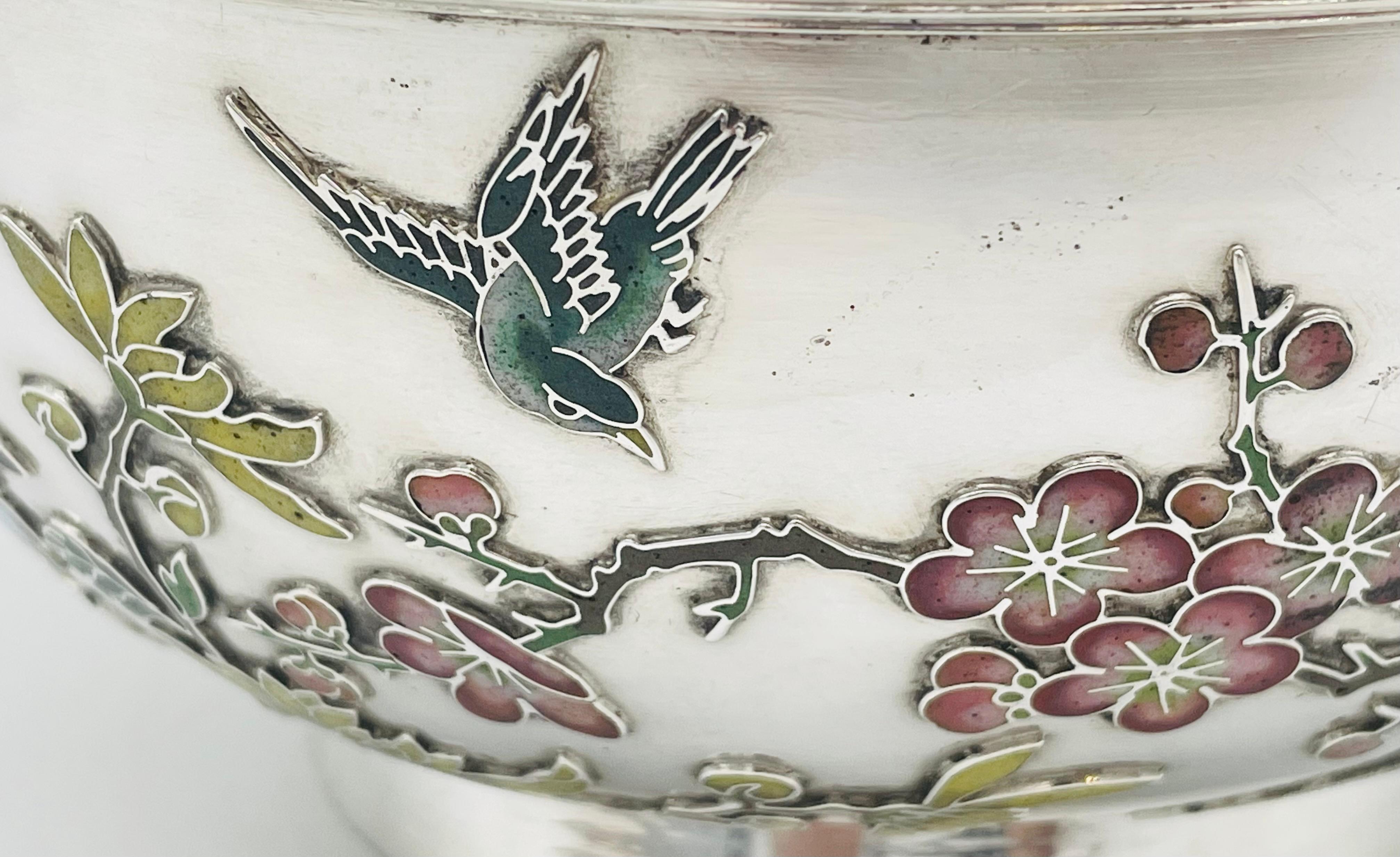 Chinese Export Silver & Enamel Bowl For Sale 3