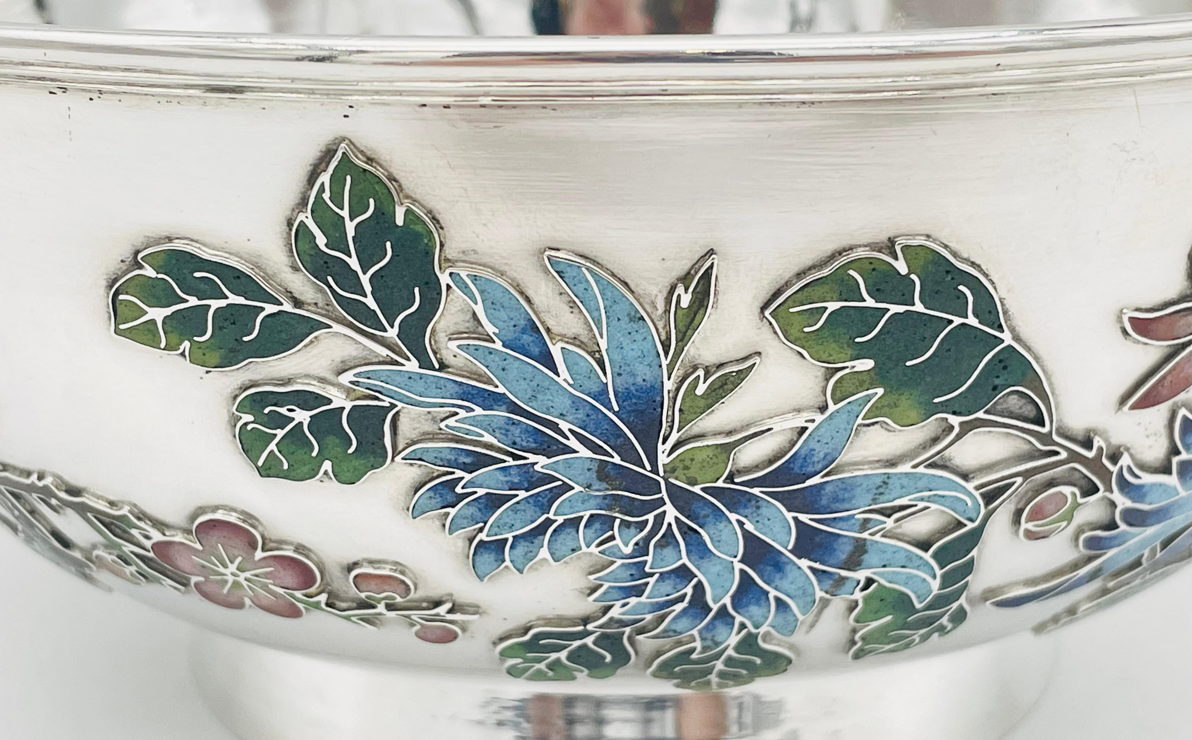 Chinese Export Silver & Enamel Bowl For Sale 4