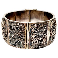 Chinese Export Silver Four Seasons Panel Link Bracelet at 1stDibs | chinese  bracelet, panel bracelet, chinese silver bracelets